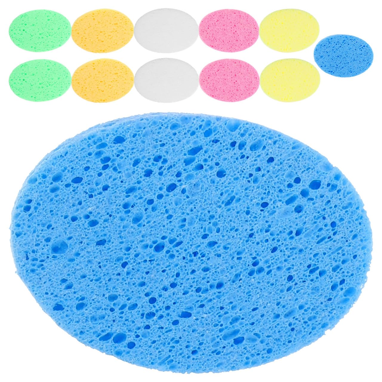 NOLITOY Facial Cleansing Sponge Oval Face Cleaning Sponge Cellulose Face Wash Sponges 12 Pack Portable Makeup Remover Pads for D