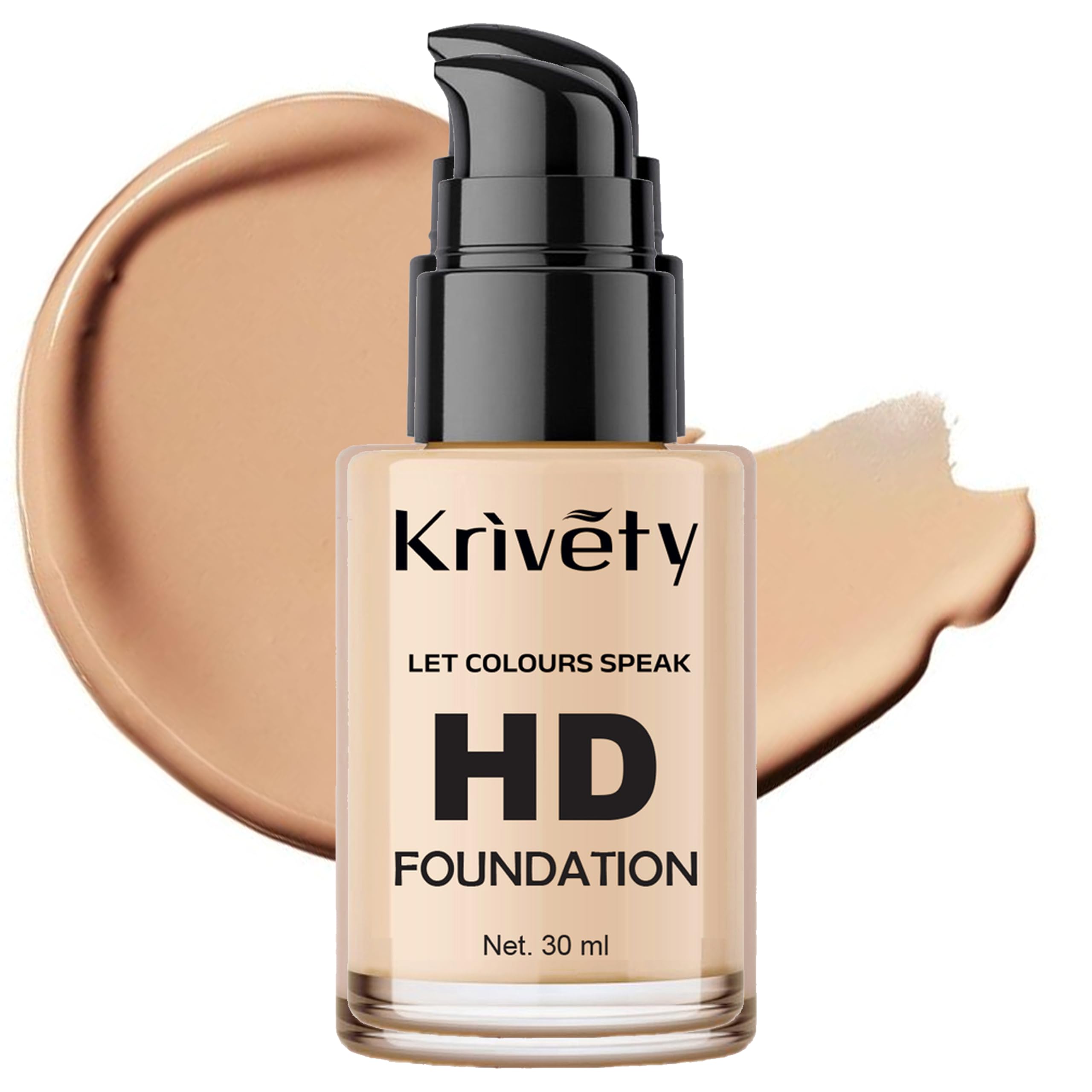 Krivety Hd Foundation Makeup | Full Coverage, LongLasting, Flawless Finish | Lightweight, Waterproof, Suitable For All Skin Typ