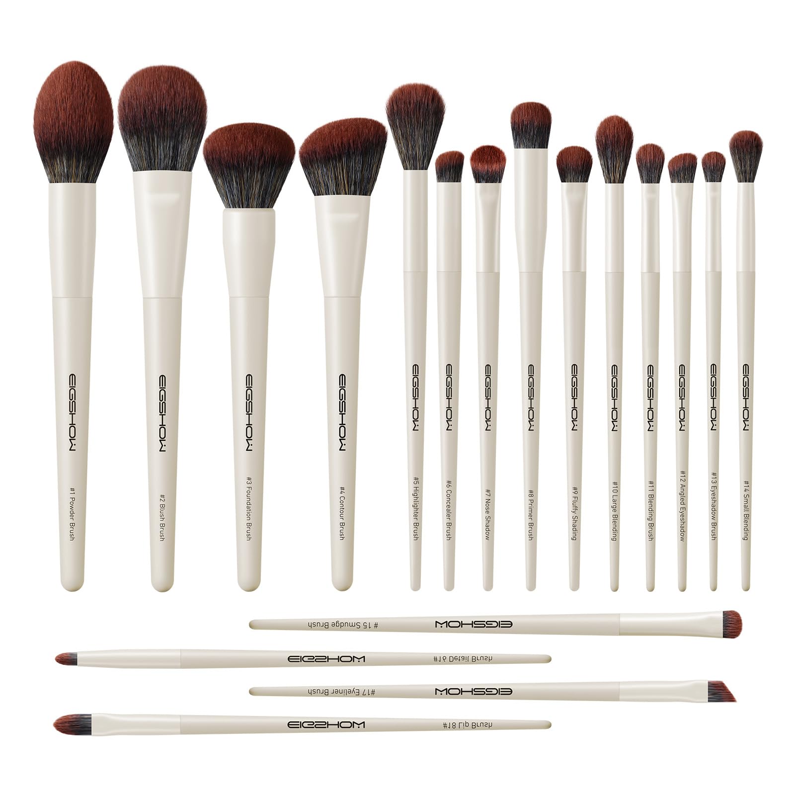 Eigshow Makeup Brushes, 18Pcs Professional Make Up Brush Set With Lables, For Foundation, Blush, Contour, Eyeshadow, Eyeliner, C
