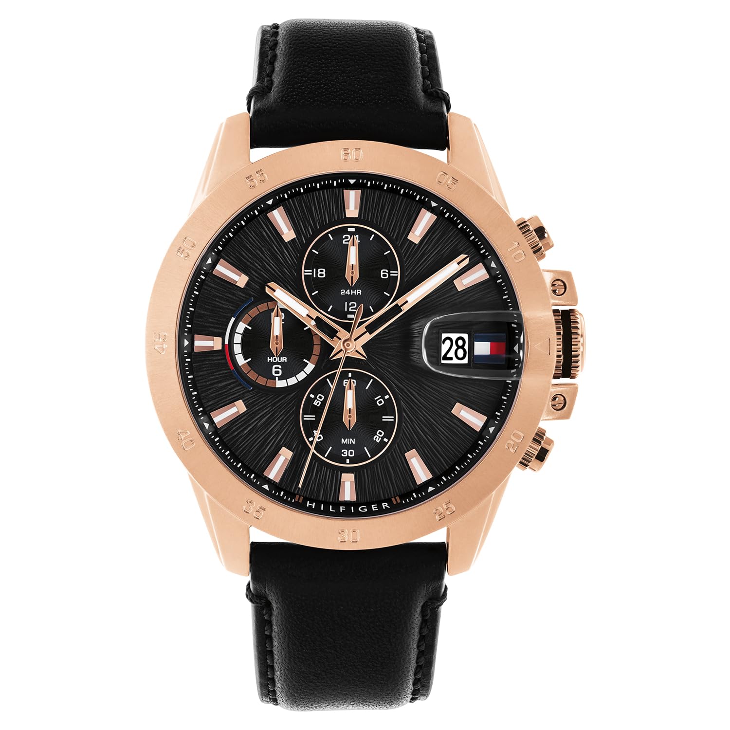 Tommy Hilfiger Jameson Quartz Analog With Black Dial Black Leather Strap Watch For Men  Th1792194