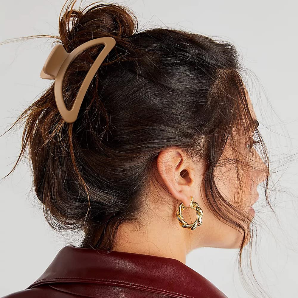 Canitor Hair Clips Set - Neutral Matte Claw Clips For Thin, Medium, And Thick Hair - Cute Semicircle Designs For Women