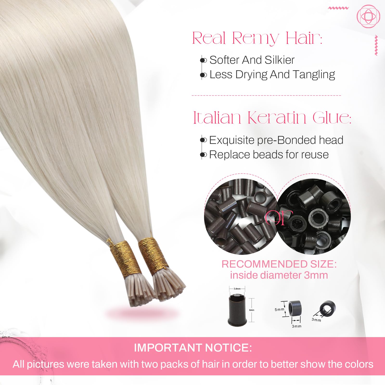 Moresoo I Tip Extensions Human Hair Blonde I Tips Hair Extensions Human Hair White Blonde Straight Itip Remy Hair Extensions Blo