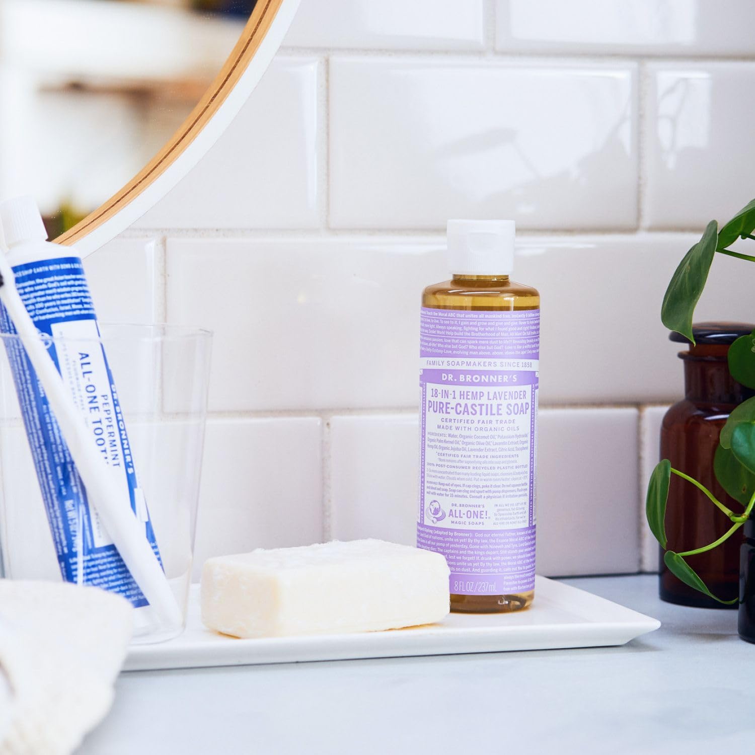 Dr. Bronner'S - Pure-Castile Liquid Soap (Lavender, 8 Ounce) - Made With Organic Oils, 18-In-1 Uses: Face, Body, Hair, Laundry,