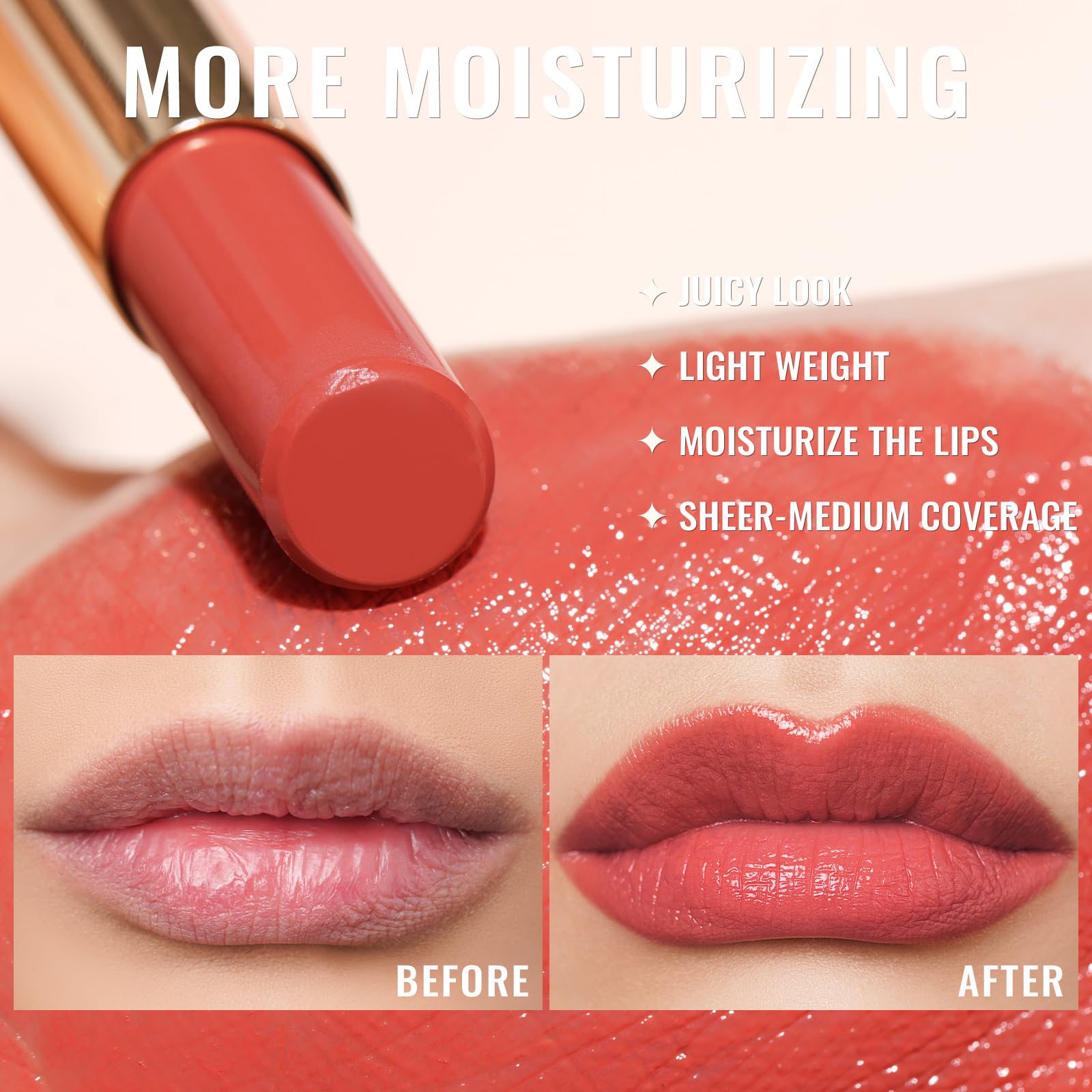 Oulac Moisturizing Shine Lipstick Red For Women - 2 In 1 Glossy Red Tinted Lip Balm, Hydrating Summer Lipstick For Dry Lips,Shin