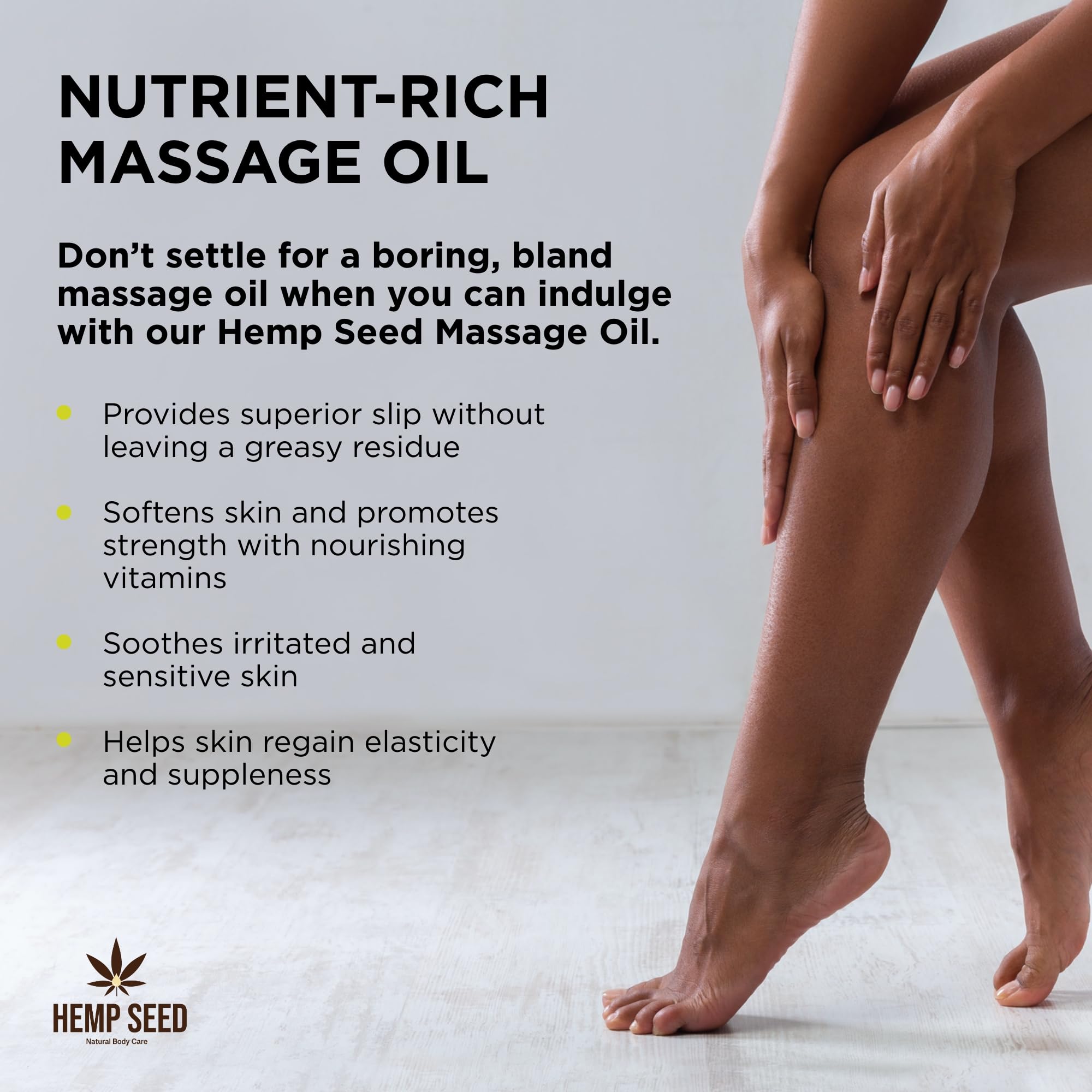 Hemp Seed Massage & Body Oil, Beach Daze Scent - 8 fl. oz. - Nourishing, Moisturizing Massage Oil - Hemp Seed, Apricot, Grapesee