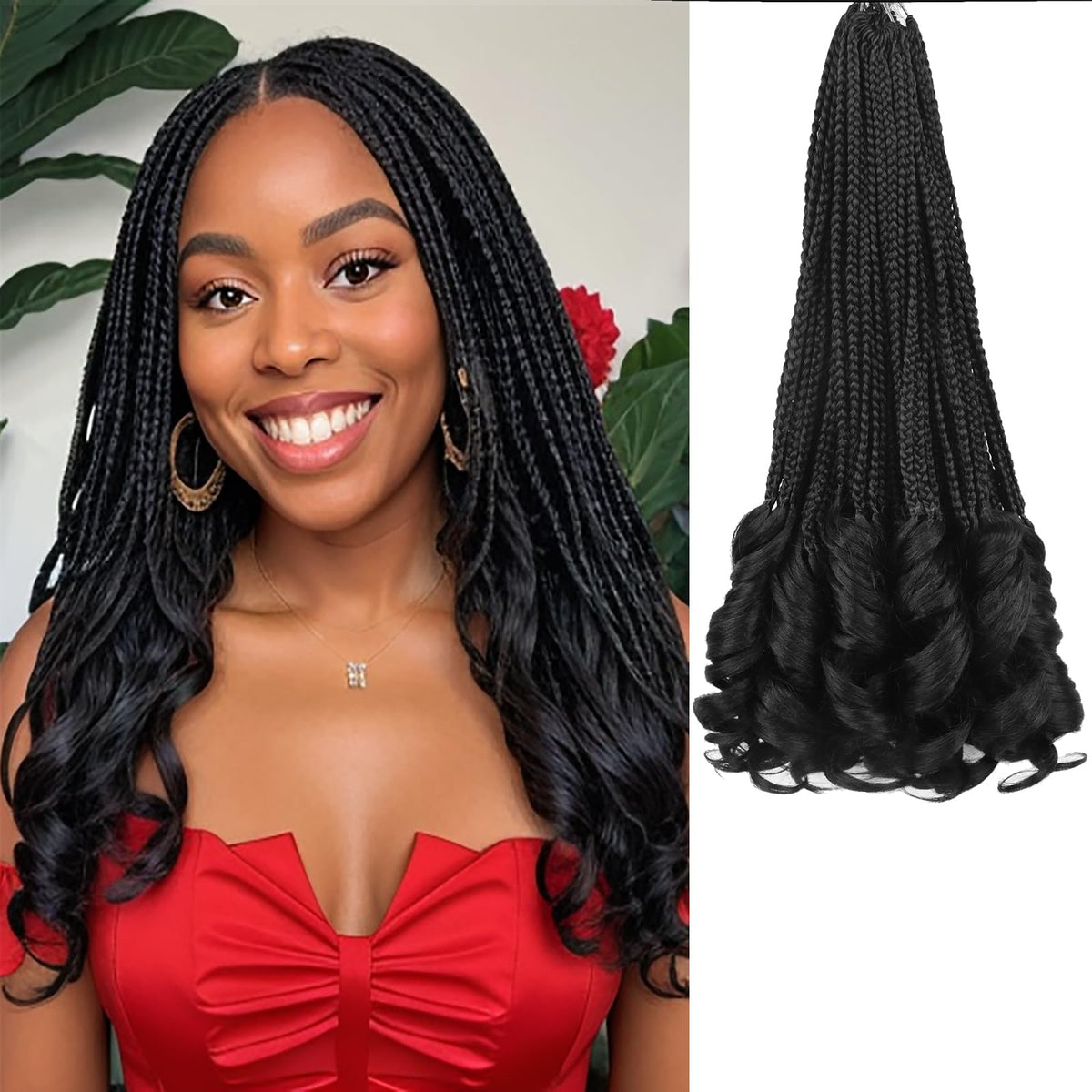 French Curly Crochet Hair for Black Women Goddess Box Braids Crochet Hair 16 Inch 7 Packs French Curl Crochet Braids Luxury Brai