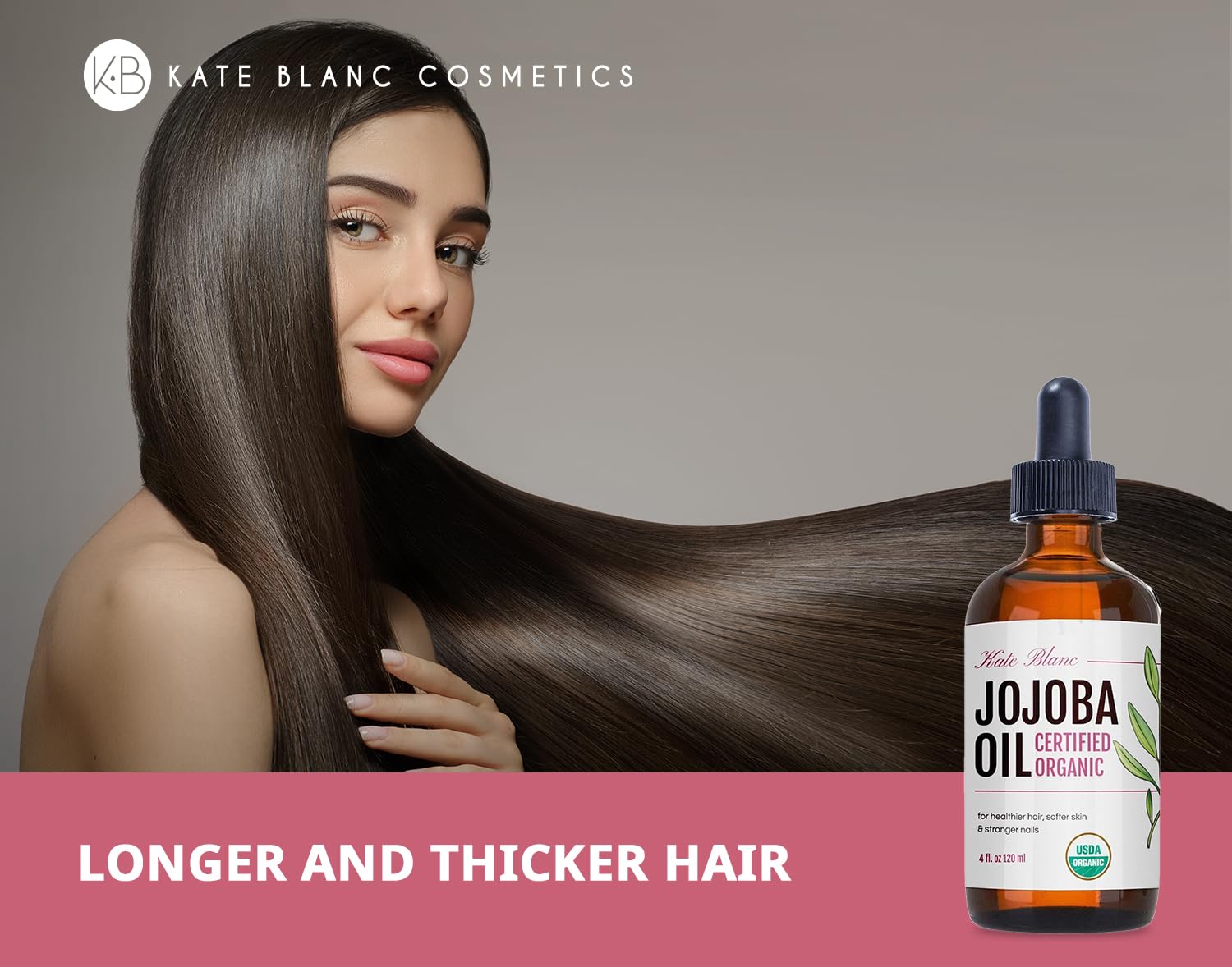 Kate Blanc Cosmetics Jojoba Oil For Hair Growth, Face & Skin. Gua Sha Oil For Face Massage And Dermaplaning (4Oz, Organic, 100%