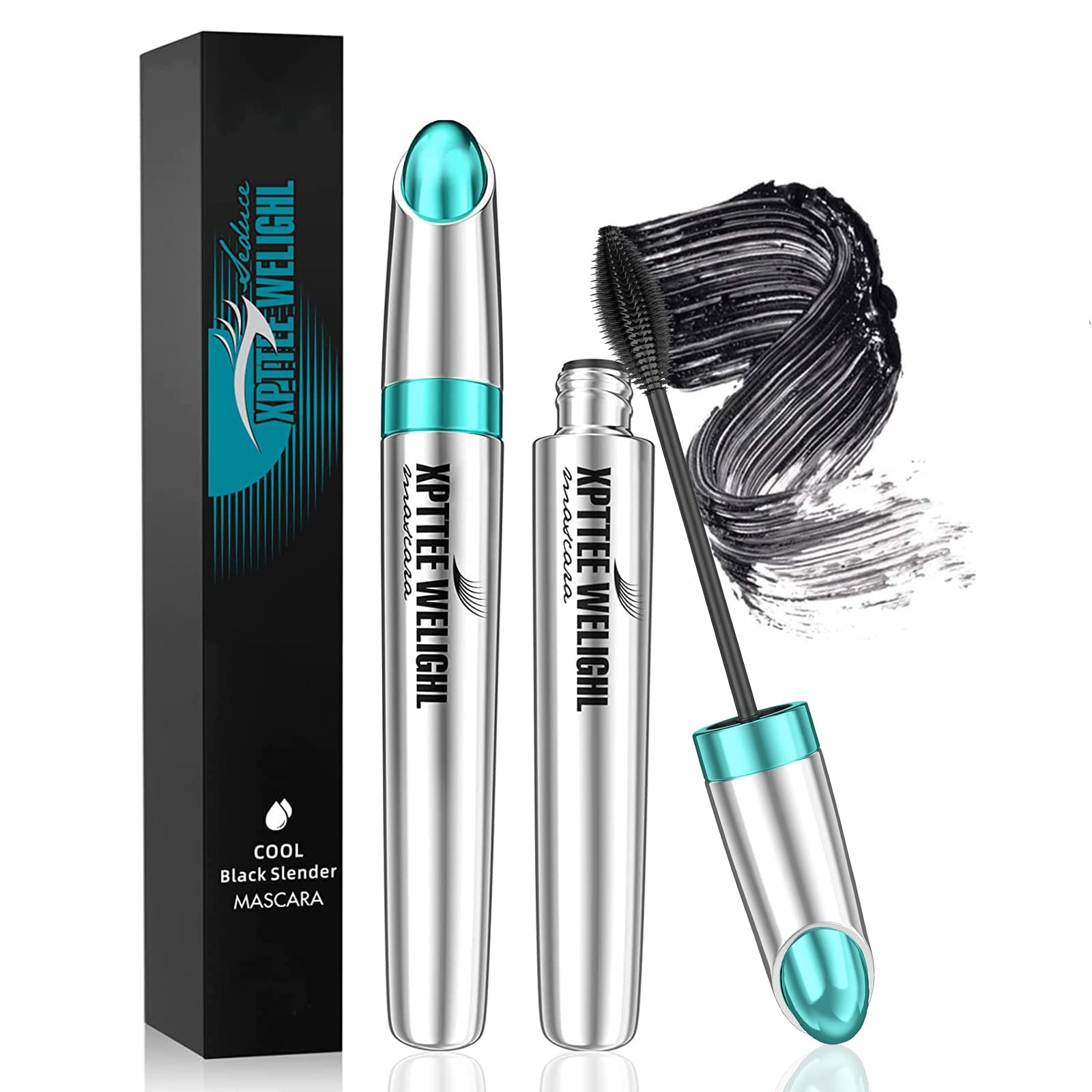Fiber Mascara, Mascara Black,4D Silk Fiber Mascara, Natural Waterproof Smudge-Proof Mascara Black Mascara Thickening Lengthening