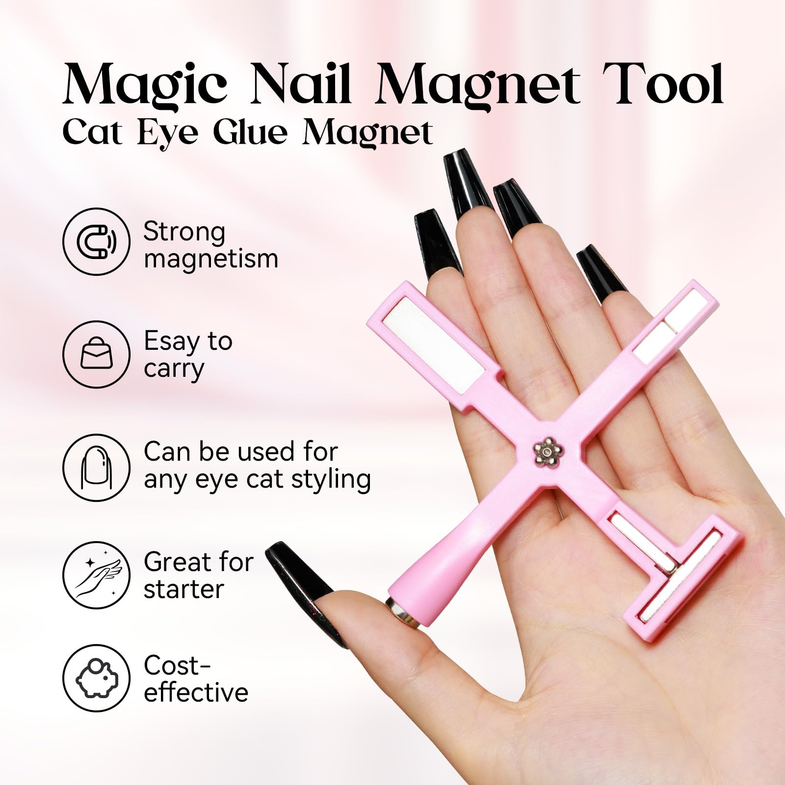 Mizhse 5 In 1 Nail Magnet Tool: Cat Eye Magnet Tool Multi-Function Magnet Stick 3D Magnetic Cat Eye Gel Polish, Nail Art Cat Eye