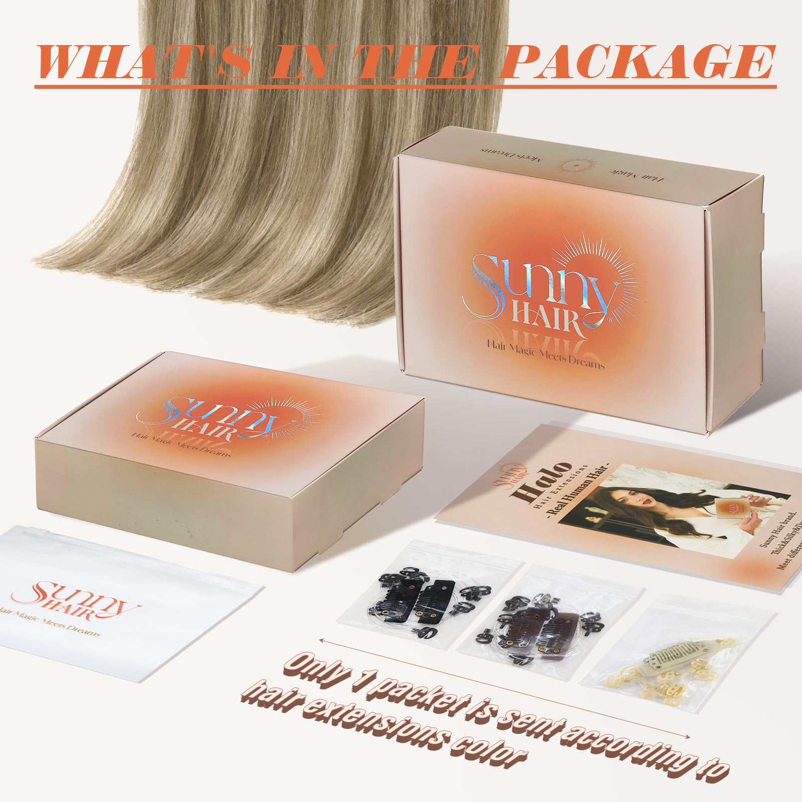 Sunny Wire Hair Extensions Human Hair invisible wire hair extensions Brown to Light Brown with Medium Blonde #3/8/22 18 Inch