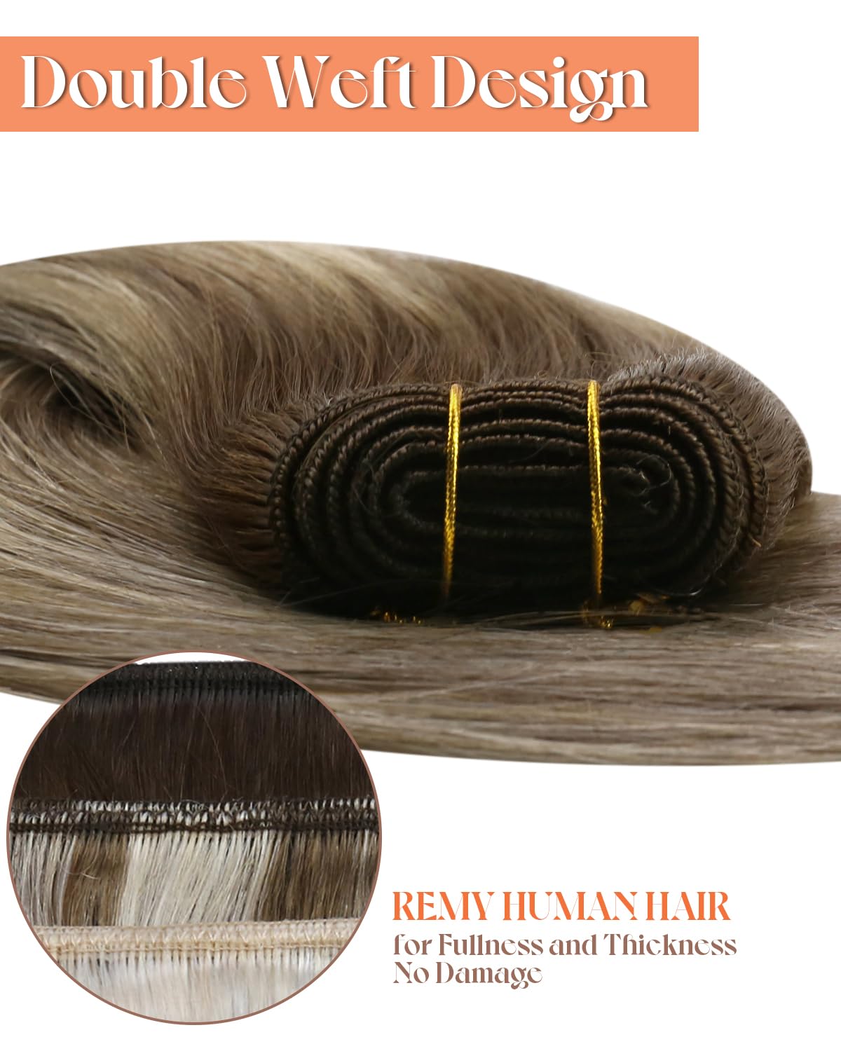 Sunny Hair Weft Hair Extensions Human Hair Balayage Sew in Hair Extensions Ombre Brown Human Hair Weft Extensions Dark Brown Omb