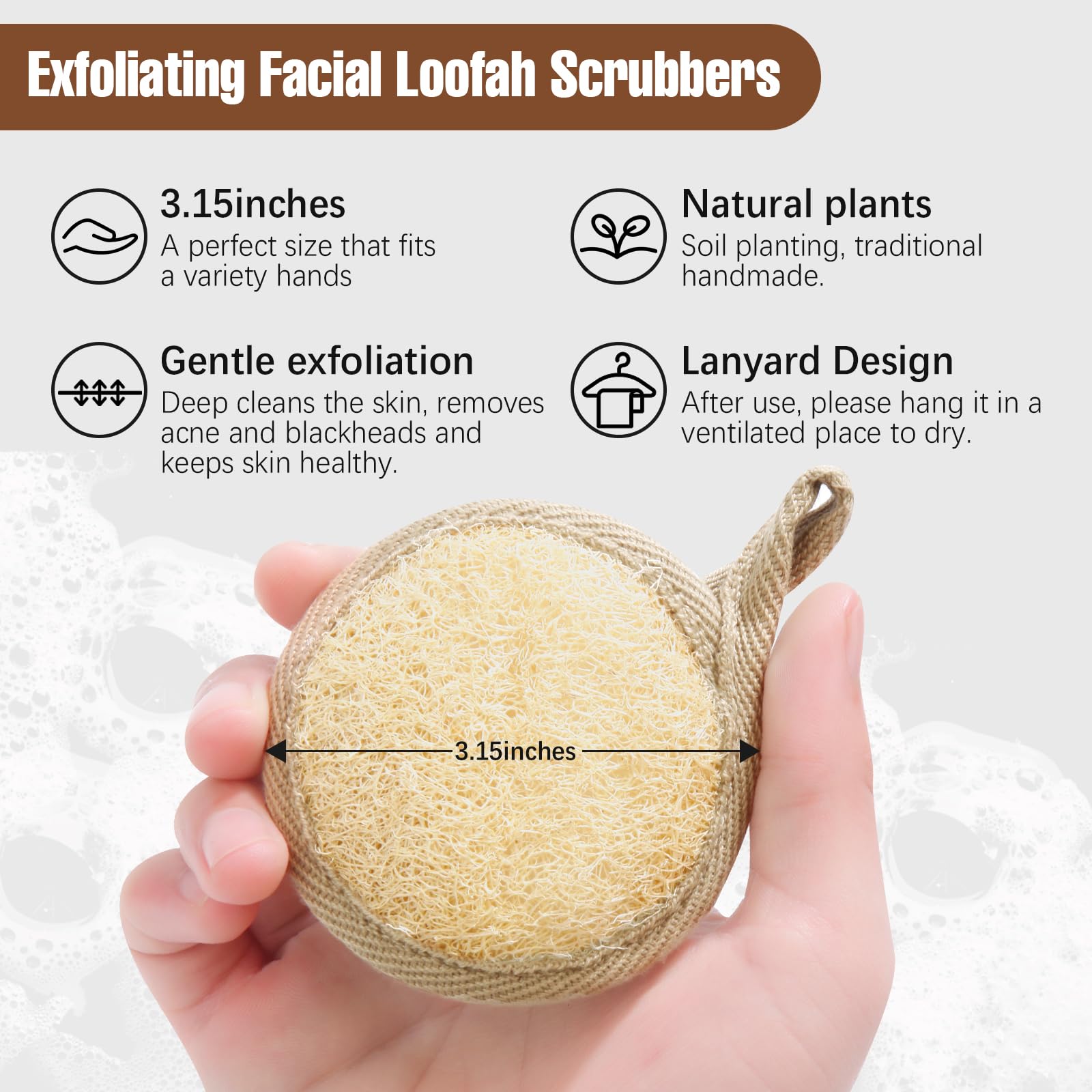 Face Exfoliating Loofah Scrubber Exfoliator Pads - Natural Luffa Facial Sponges Brush For Cleansing Exfoliation, Manual Face Cle