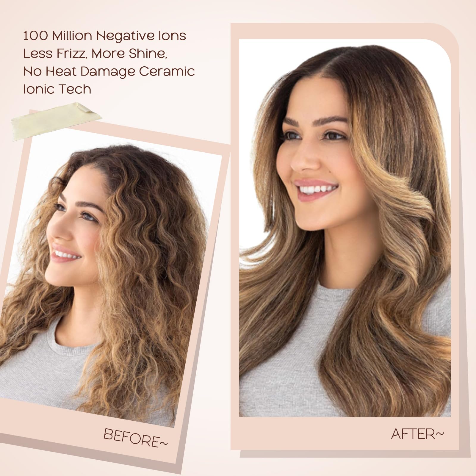 Hair Trends 1.5 Inch Barrel Round Brush Blow Dryer, Negative Ionic One Step Volumizer Dryer, 4-in-1 Hot air Brush-2.8 Inch Plus