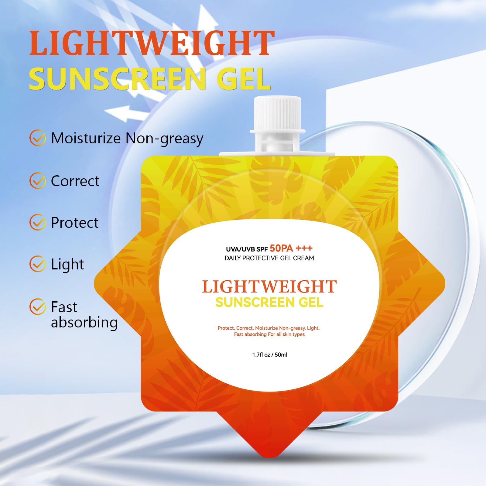 Ultra-Lightweight Airy-Fit Sunscreen SPF50 PA++++ - Travel-Size Face & Body Sunscreen Broad Spectrum Protection, Oil-Free & Non-