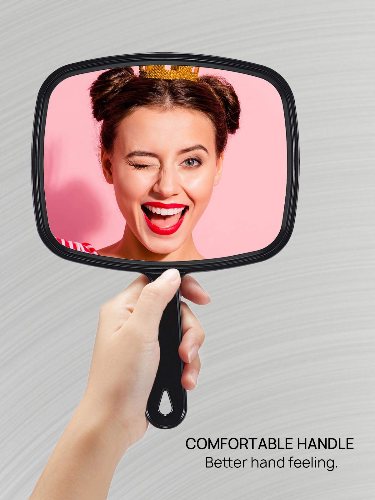 OMIRO Hand Mirror, All Black Handheld Mirror with Handle, 6.6'' W x 9.3'' L, Pack of 6