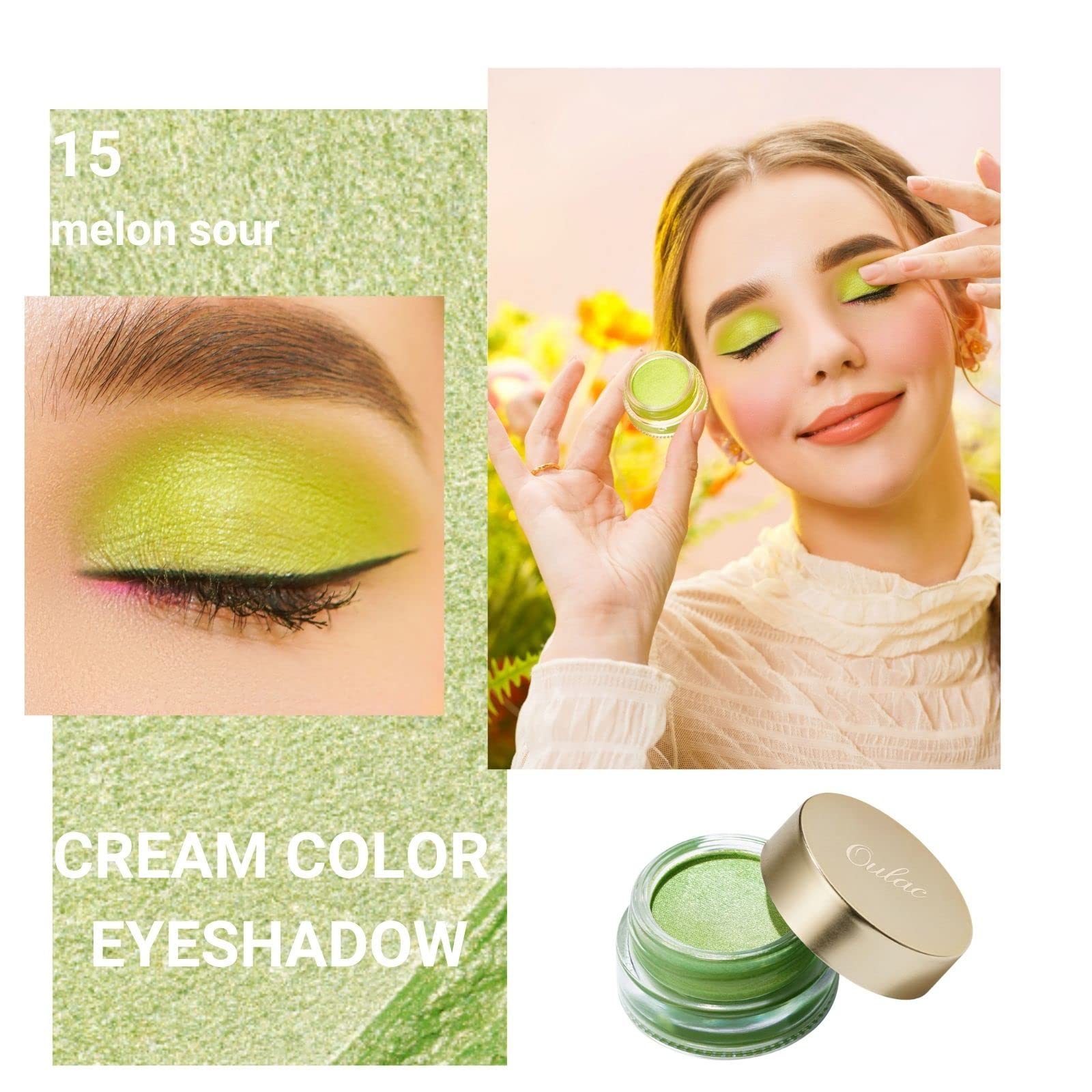 Oulac Lime Green Eyeshadow-Green Glitter Eyeshadow Highly Pigmented Waterproof & Long Lasting For Women With Moisturizing Formul