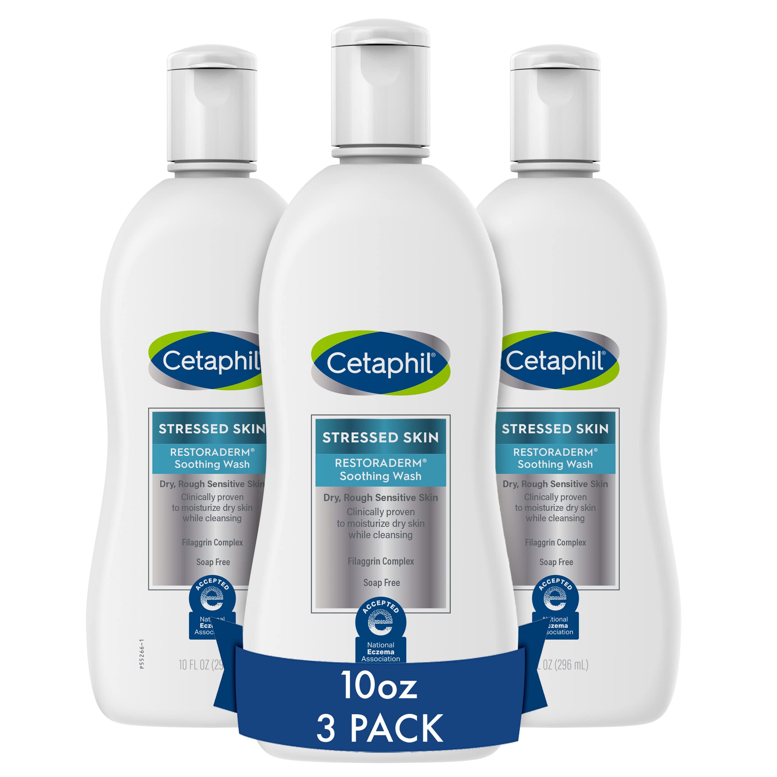 Cetaphil Restoraderm Soothing Wash, 10 Floz Pack Of 3, Soothes Dry, Stressed Skin, Hypoallergenic, Soap & Paraben Free, National