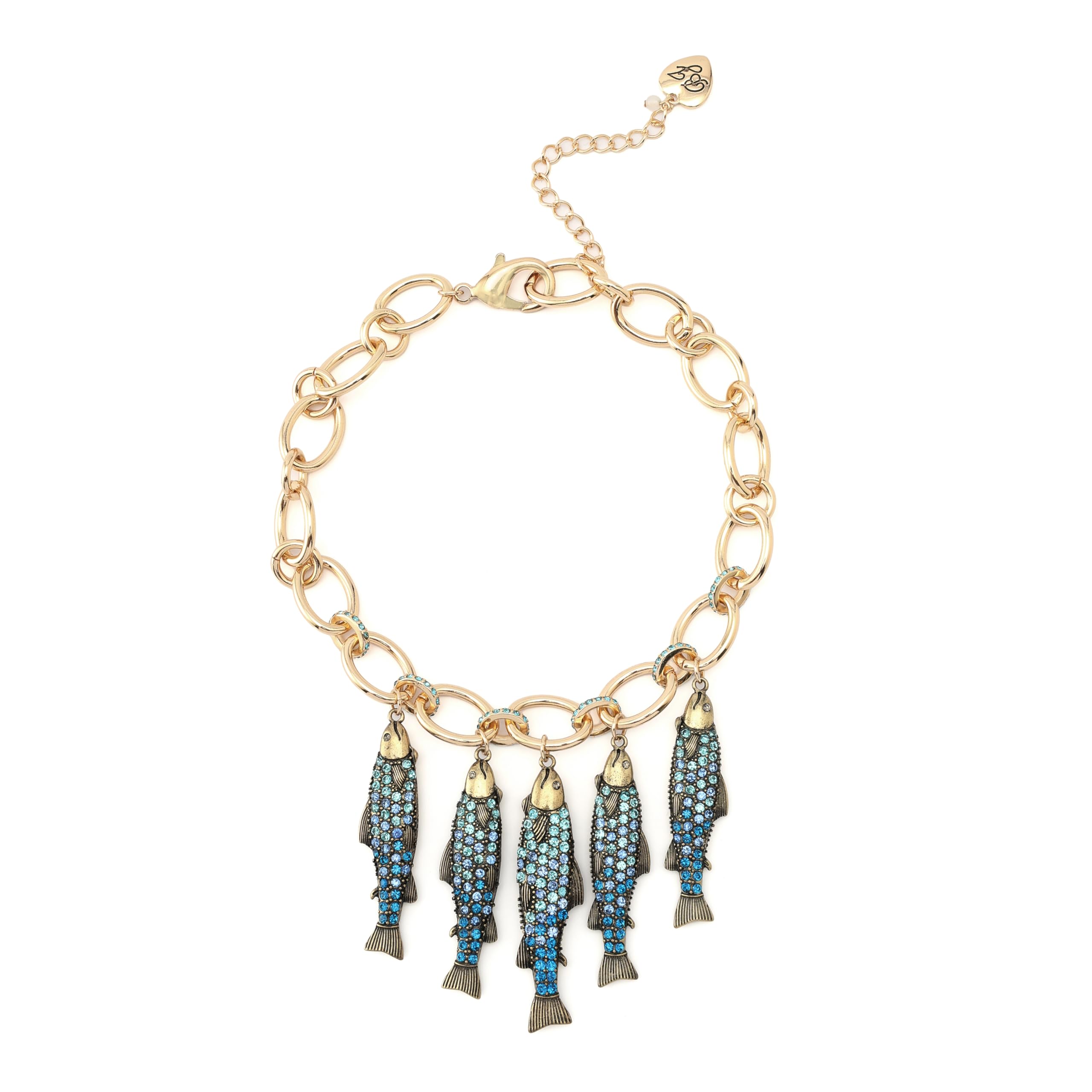 Betsey Johnson Womens Mermaid Jewels Fish Charm Bib Necklace