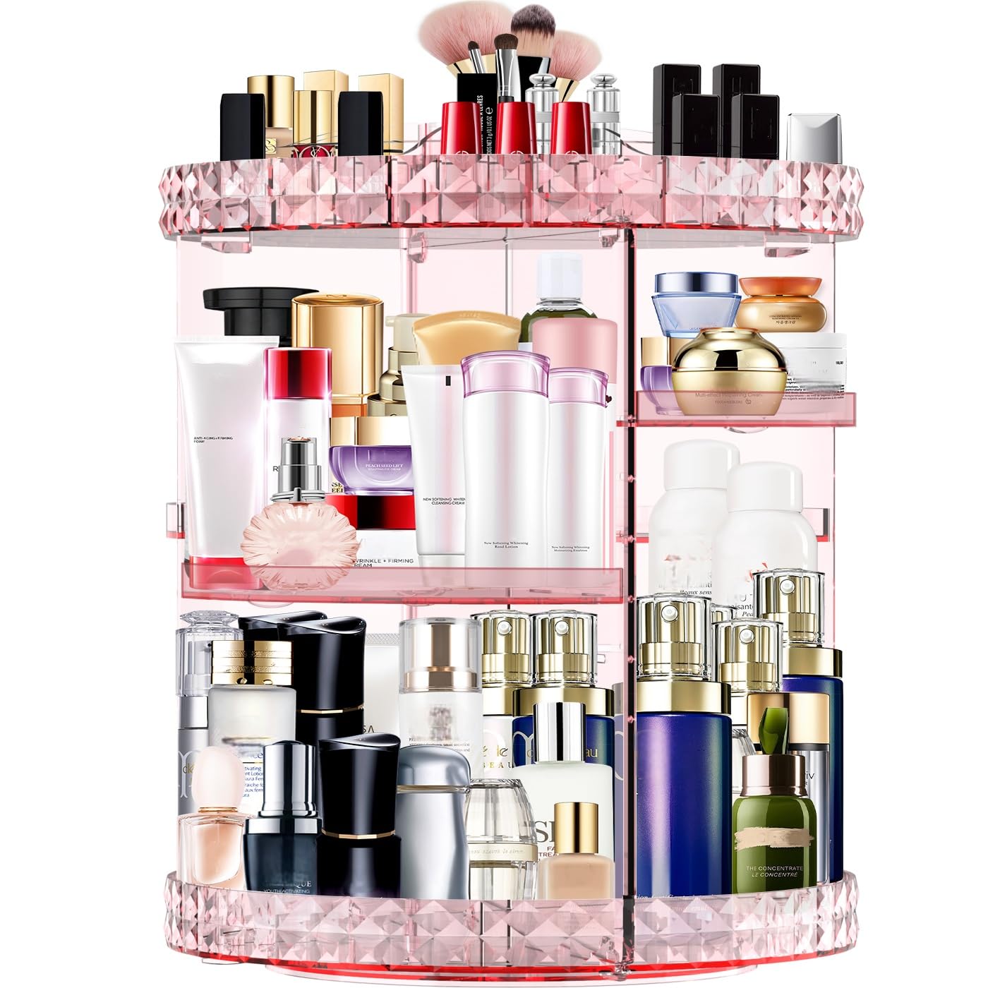 MISERWE Makeup Organizer 360 Degree Rotating 7 Adjustable Layers Large Capacity Cosmetic Organizer Transparent Make Up Organizer