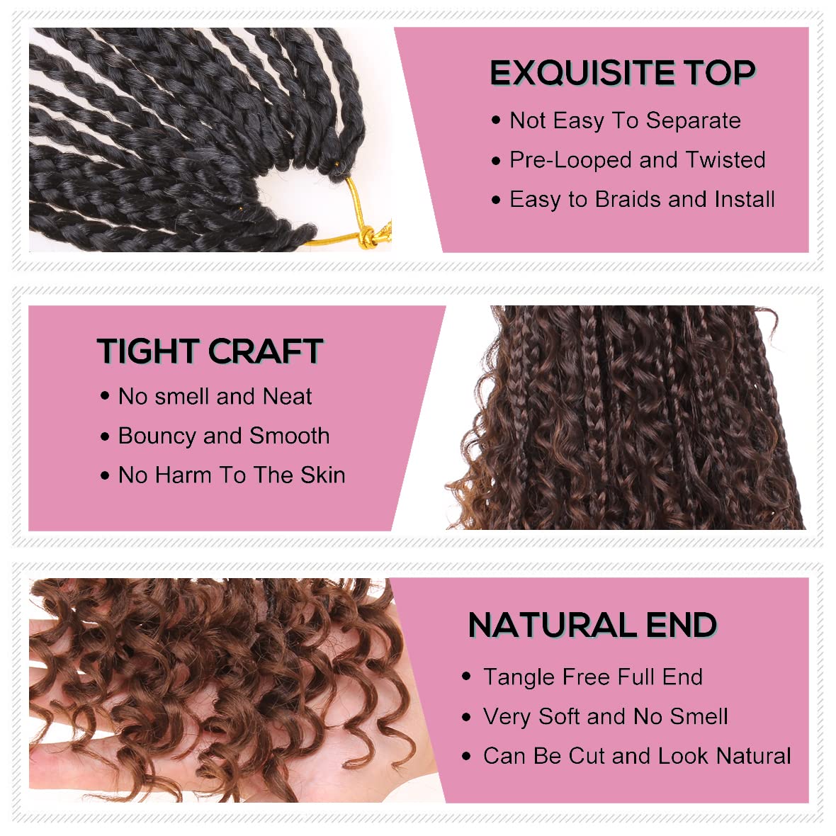 Cookoo 10 Inch Goddess Box Braids Crochet Hair 8 Packs Goddess Crochet Hair Pre Looped With Curly Ends Synthetic Bohemian Hippie