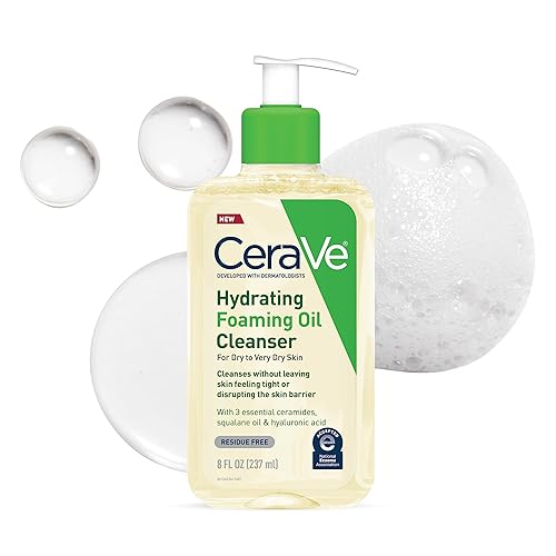 Cerave Hydrating Foaming Oil Cleanser Wash With Squalane Oil, Triglyceride, Hyaluronic Acid And Ceramides  For Dry To Very Dry S