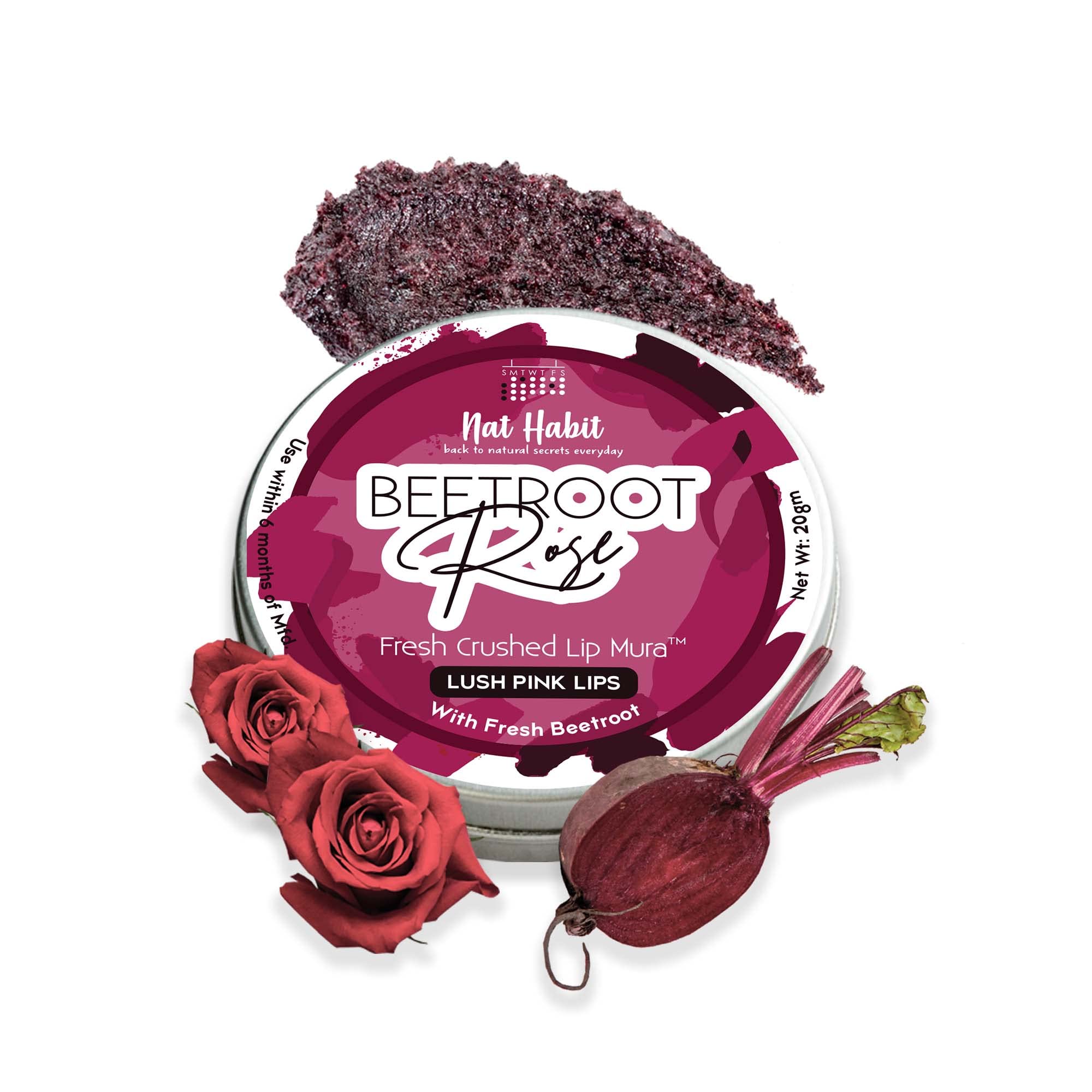 Nat Habit Lip Scrub, Beetroot Rose Lip Mura, Lip Mask For Lip Lightening, Dry & Dark Lips Lip Care, With Vitamin E, Chemical & P