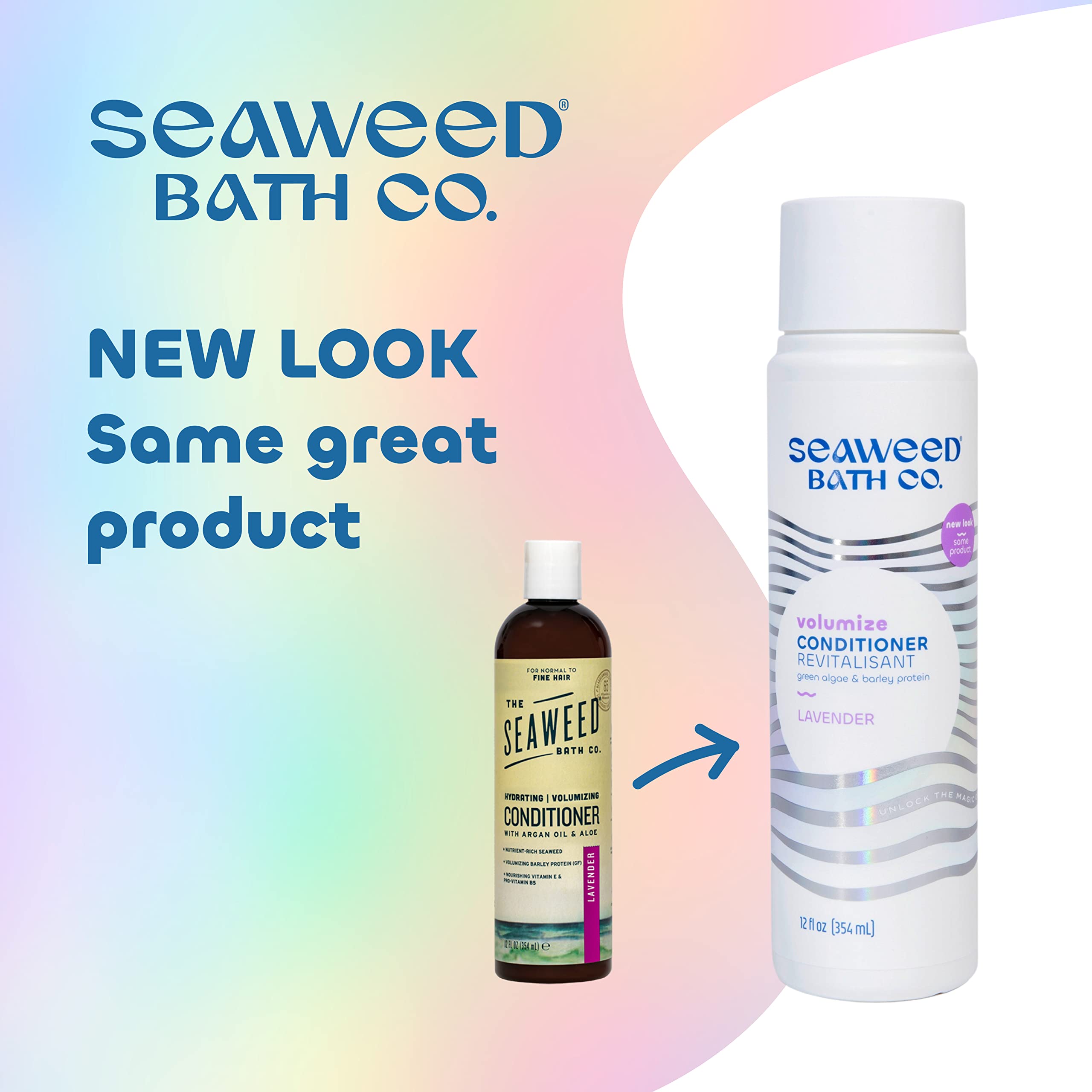 Seaweed Bath Co. Volumize Conditioner, Lavender Scent, 12 Ounce, Sustainably Harvested Seaweed, Green Algae, Barley Protein, For