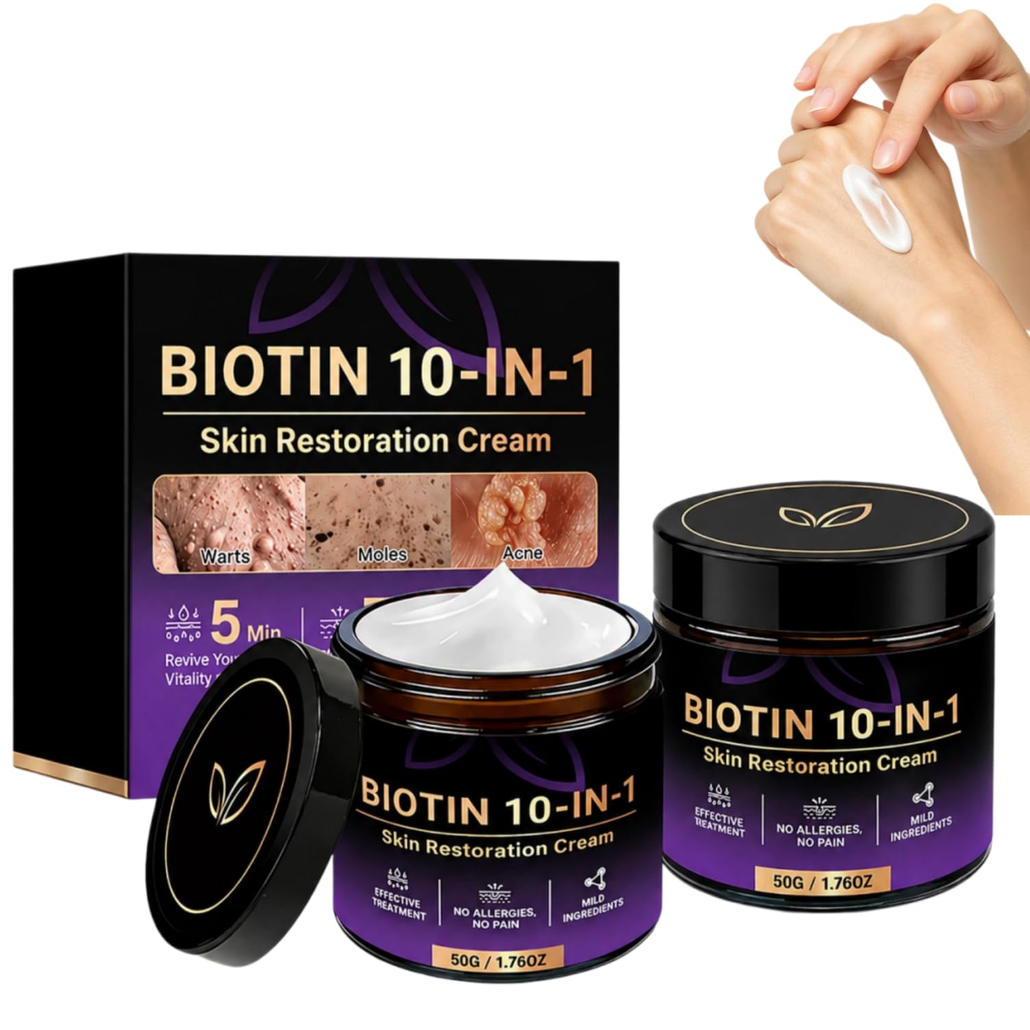 Biotin 10in1 Skin Restoration Cream, 2026 New Professional Skin Treatment Cream, Lifting & Firming Moisturizer, AntiAging Wri