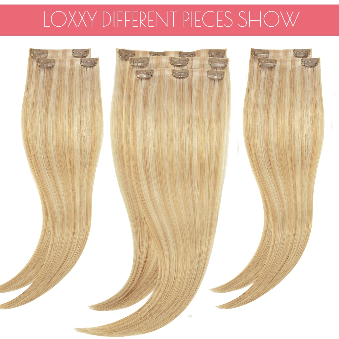 Loxxy Human Hair Clip In Extensions Thin Pu Weft Highlight Golden Brown Mixed With Platinum Blonde Invisible Seamless Clip In Ha