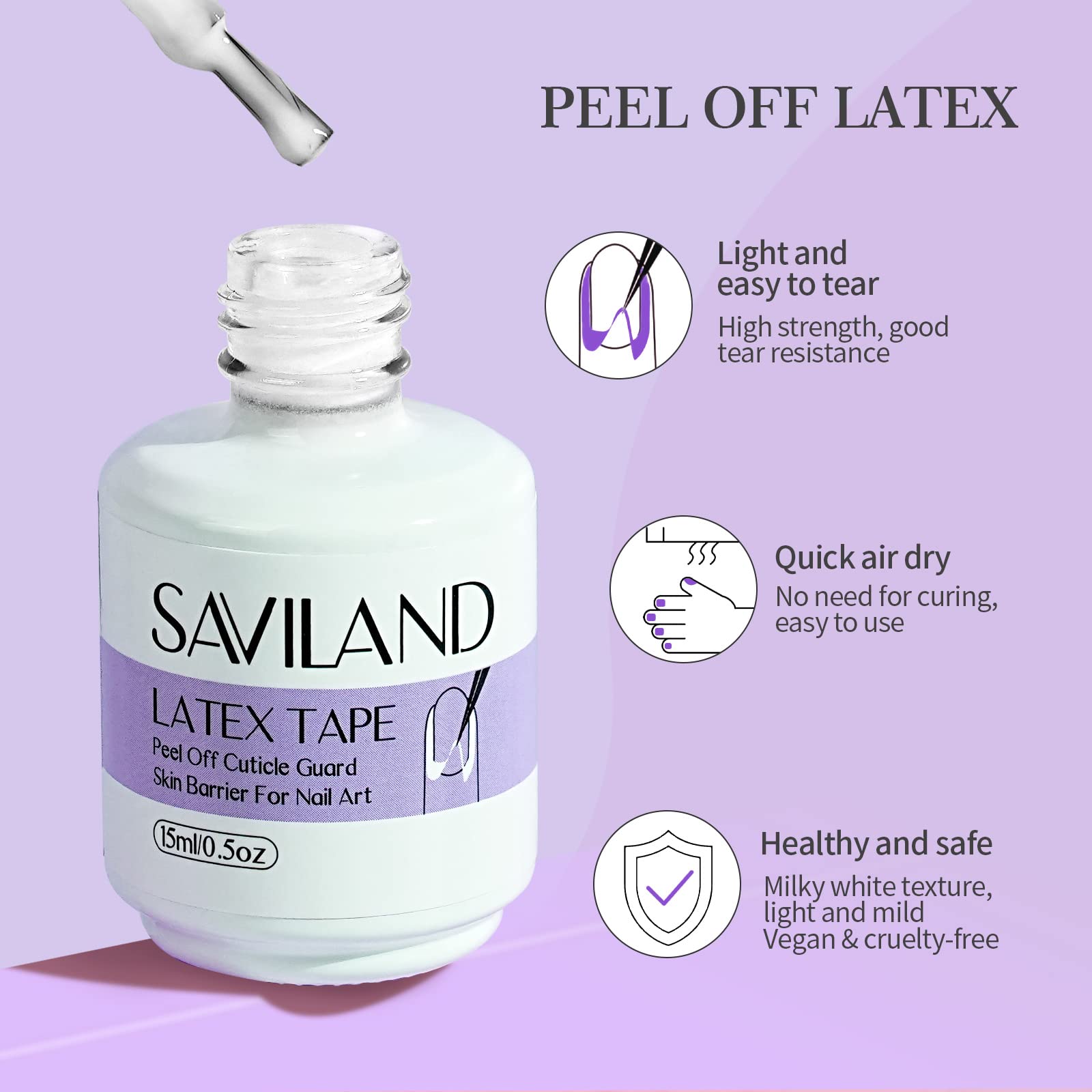 Saviland Liquid Latex For Nails, 30Ml Upgraded Antifreeze Latex Nail Polish Barrier Peel Off - Latex Tape Peel Off For Nails Cut