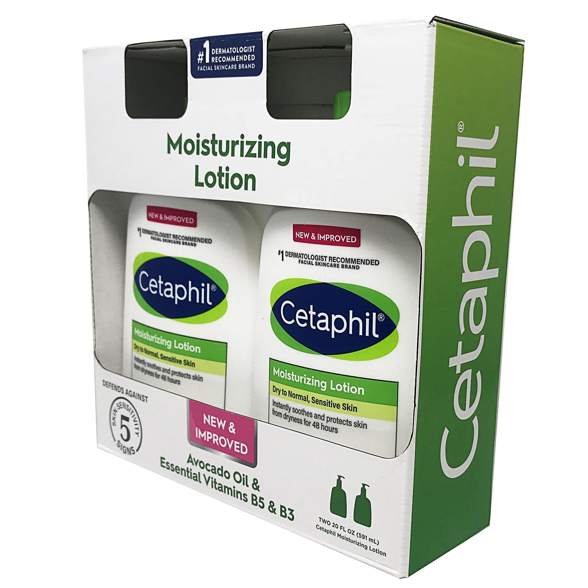 Cetaphil Moisturizing Lotion for Dry to Normal, Sensitive Skin - 20 oz (Pack of 2) with Avocado Oil & Essential Vitamins