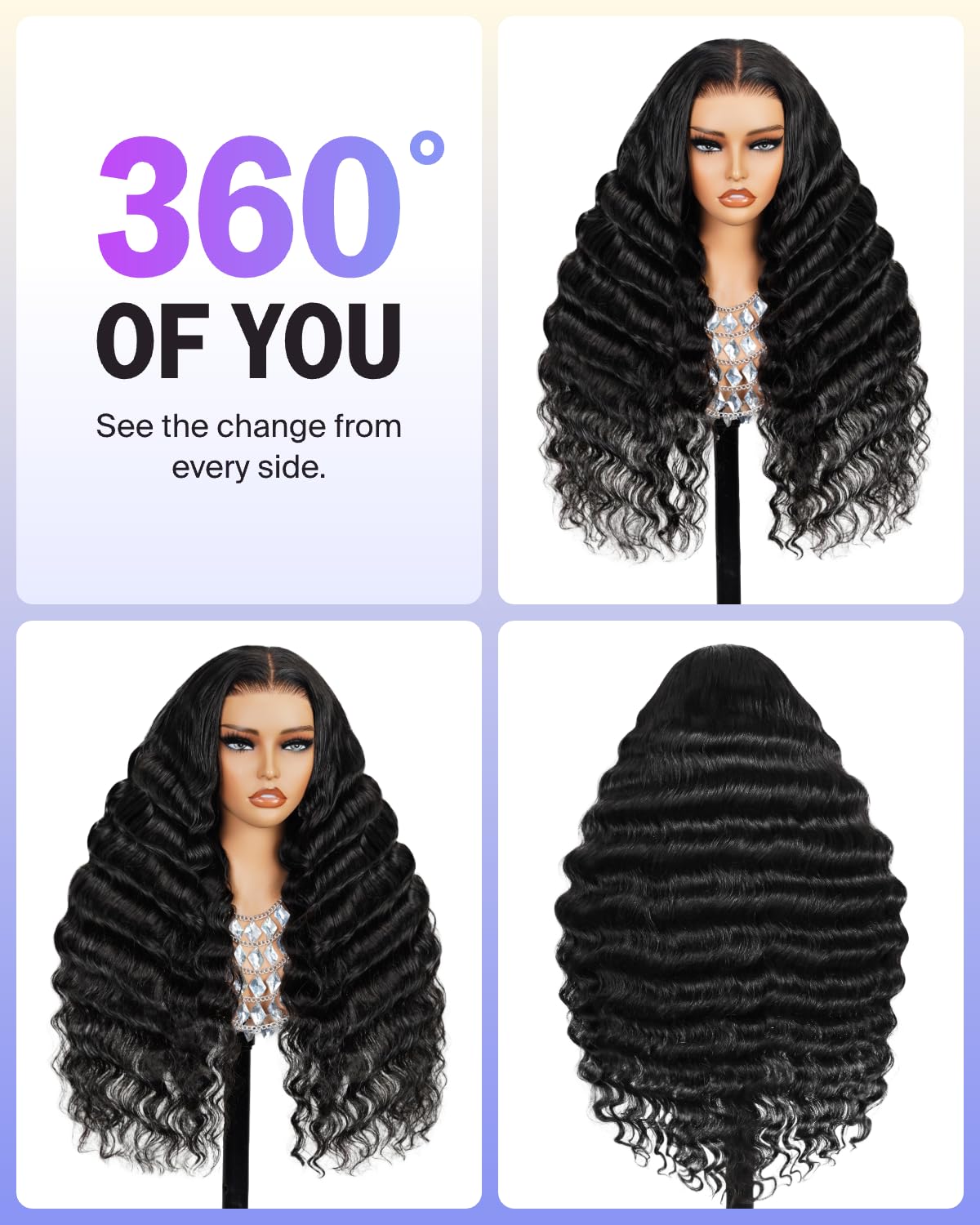 Megalook Gluelesss Wigs Human Hair Pre Plucked 6X5 Hd Closure Wigs Wear And Go Loose Deep Wave Lace Front Wigs 12A 220% Density