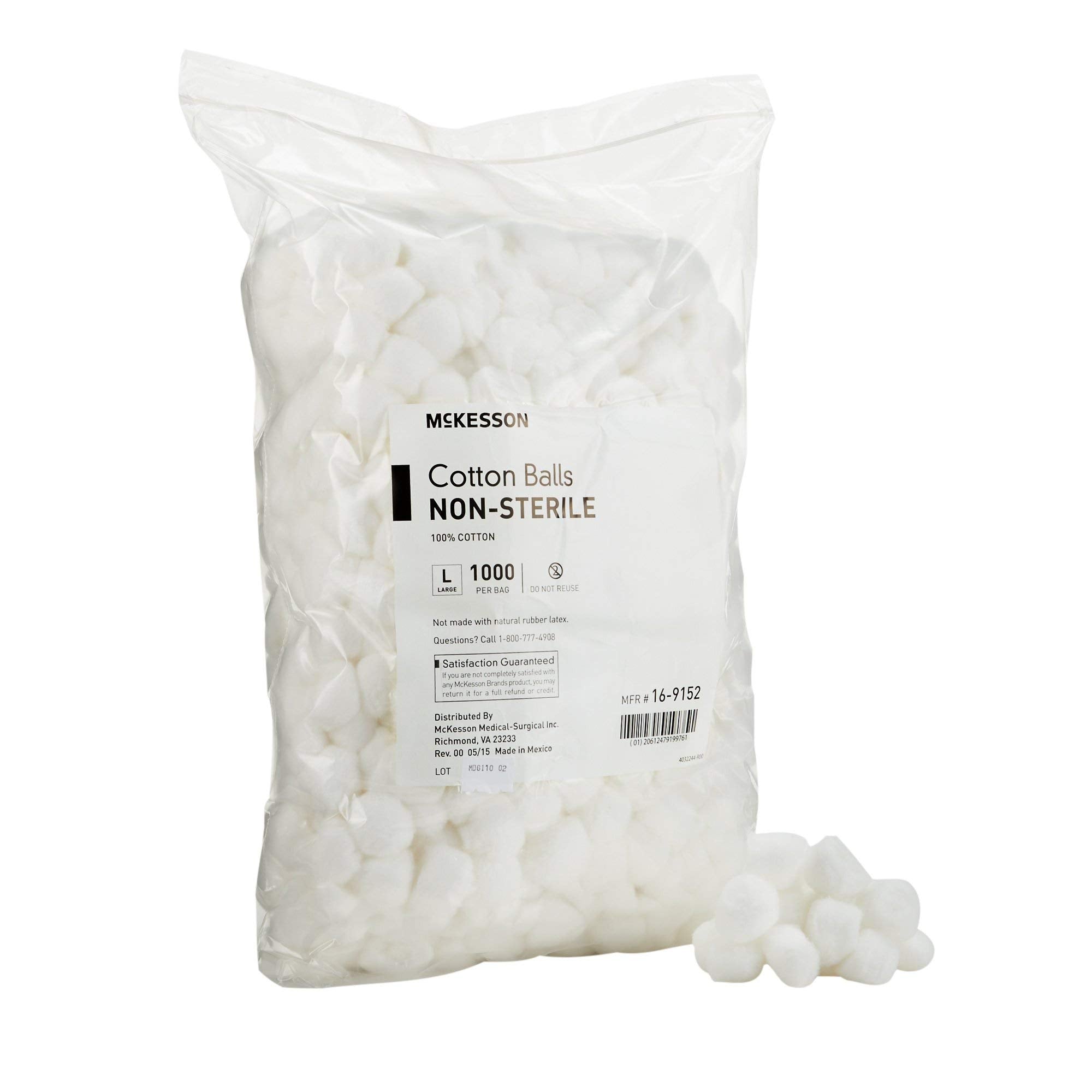 McKesson Cotton Balls, Non-Sterile, Maximum Absorbency, Large, 1000 Count, 2 Packs, 2000 Total