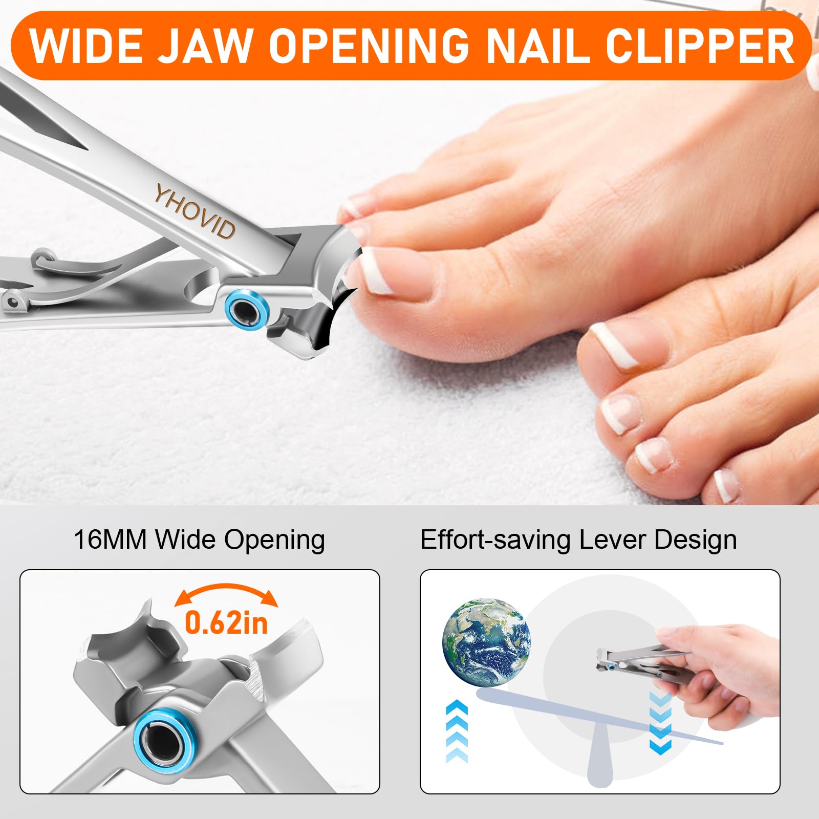 Toe Nail Clippers for Men, Toenail Clippers for Thick Nails for Seniors, German Ultra Sharp Stainless Steel Fingernail Clipper w