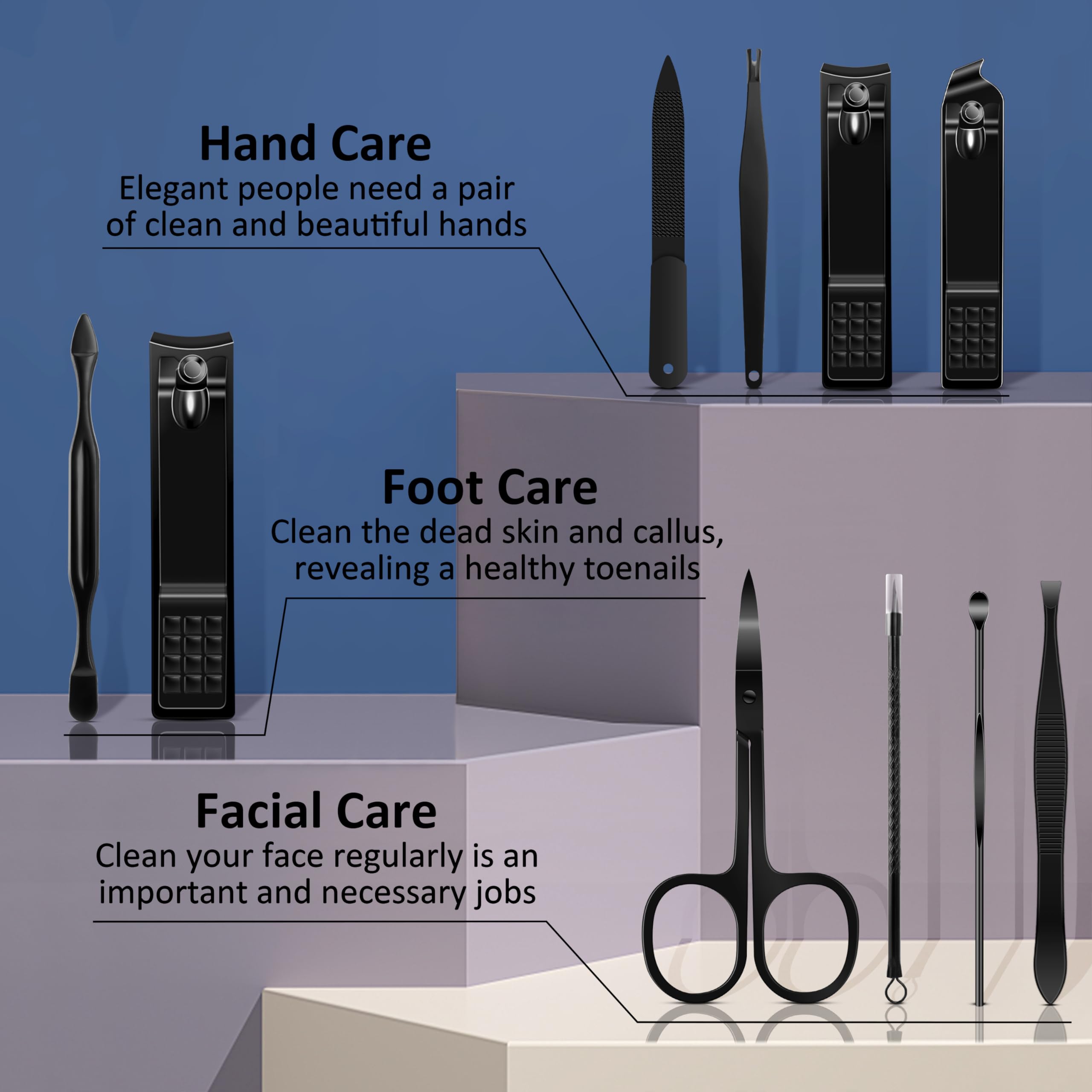 Bleswin 10 In 1 Manicure Set, Professional Manicure Pedicure Kit For Women, Nail Clipper Set For Men, Nail Care Kit With Leather