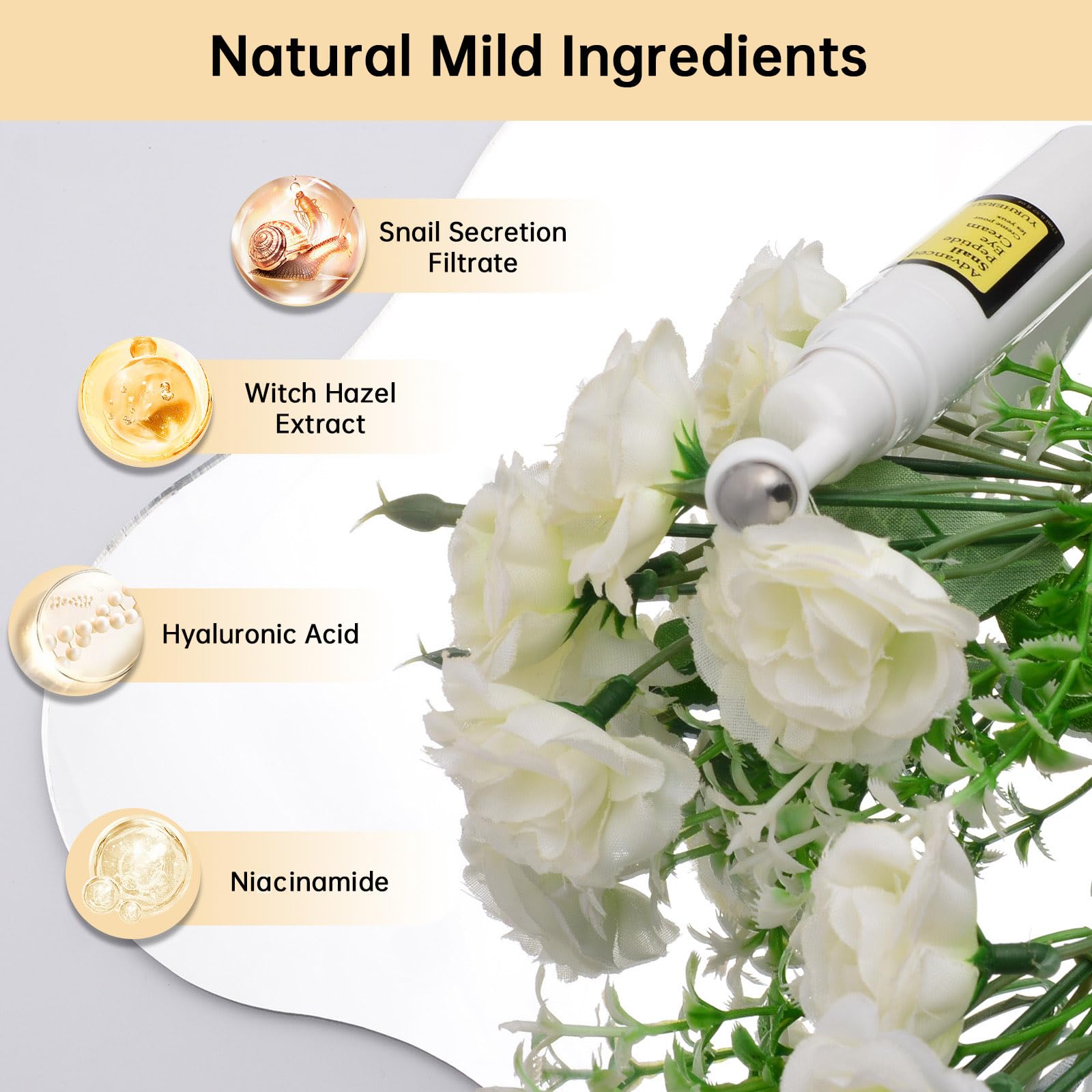 Mizeeye Snail Peptide Eye Cream For Moisturizing, Snail Mucin Under Eye Cream With Niacinamide, Hyaluronic Acid, 17 Ml Snail Eye