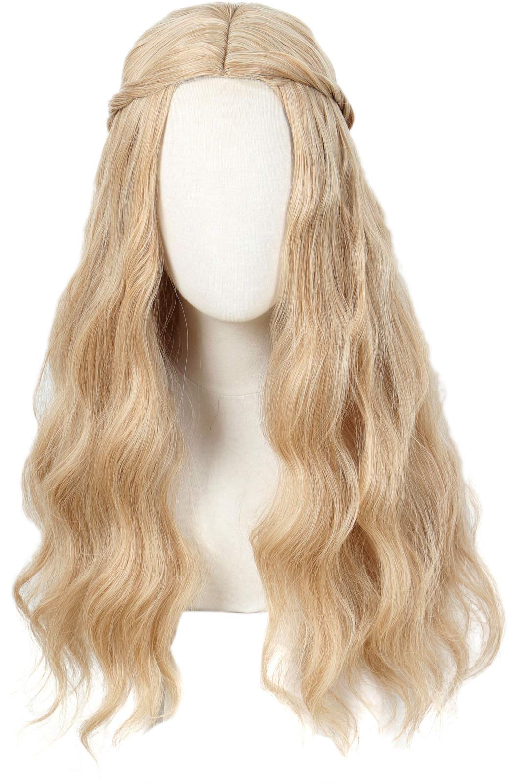 Linfairy 70S Long Blonde Wavy Costume Wig for Women - Fiber Material, 1 Count, Perfect for Halloween and Cosplay Parties