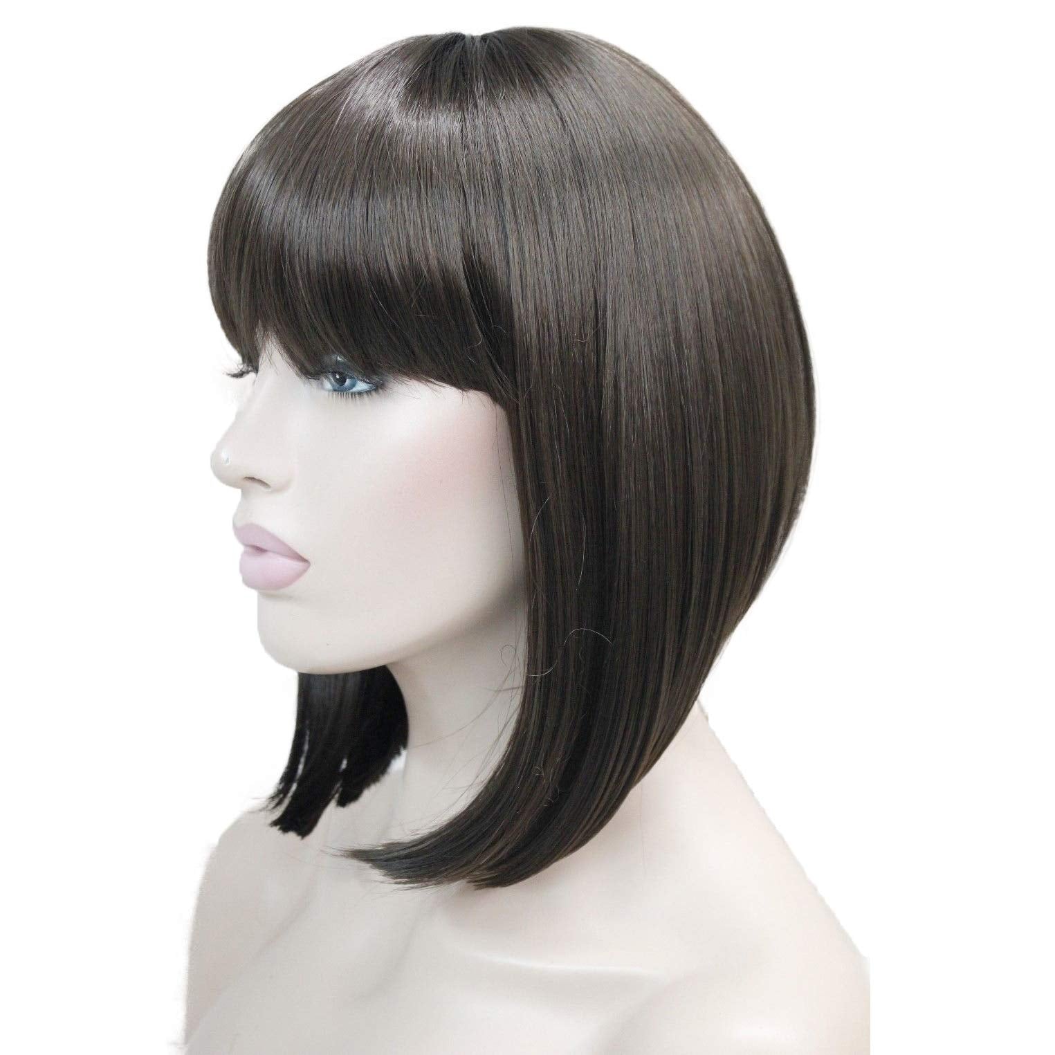 Lydell 10'' Short Straight Bob Wigs No Part Full Synthetic Hair Wig (Chestnut Brown)
