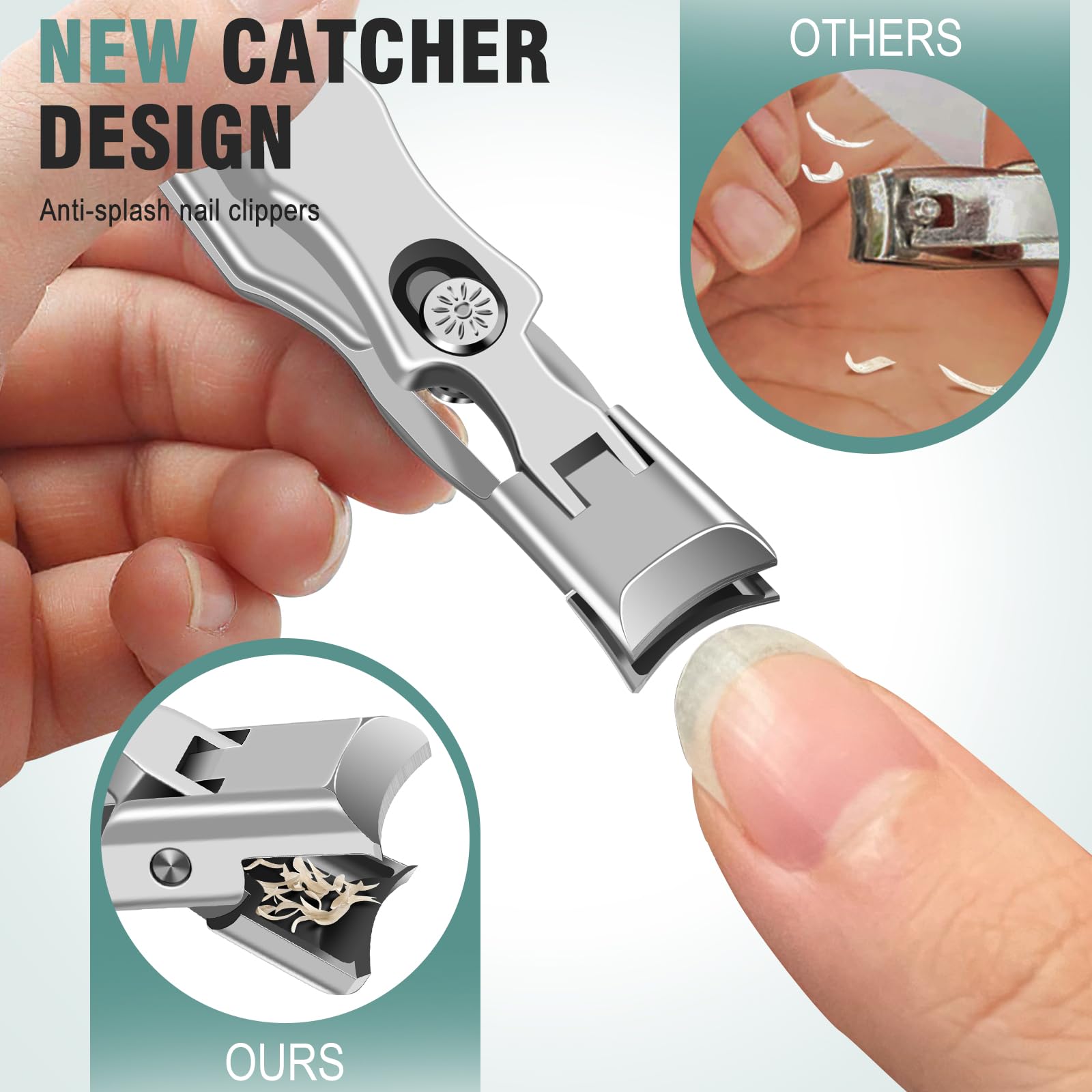 Stocking Stuffers 2025, Toenail Clippers for Thick Toenails for Seniors - Wide Jaw Nail Clippers for Men & 360 Degree Rotary Toe