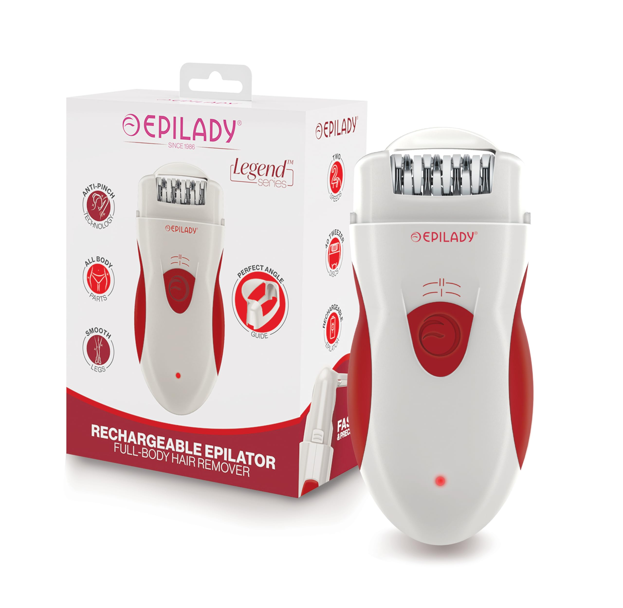 Epilady Legend 4 | Cordless Epilator Hair Removal Device For Women, 2 Speed Bikini Trimmer, Electric Shaver For Women, Rechargea