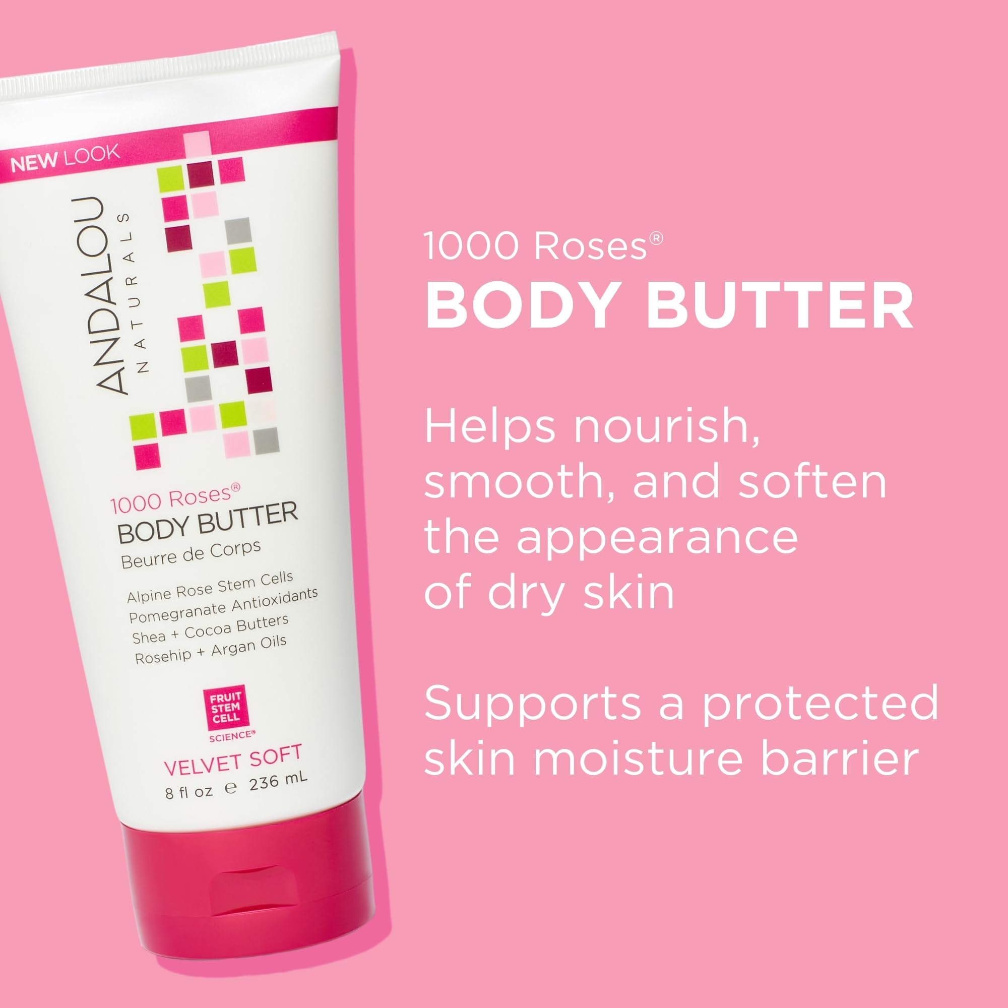Andalou Naturals Body Btr, 1000 Roses, Velvet Soft, 8 Fl Oz