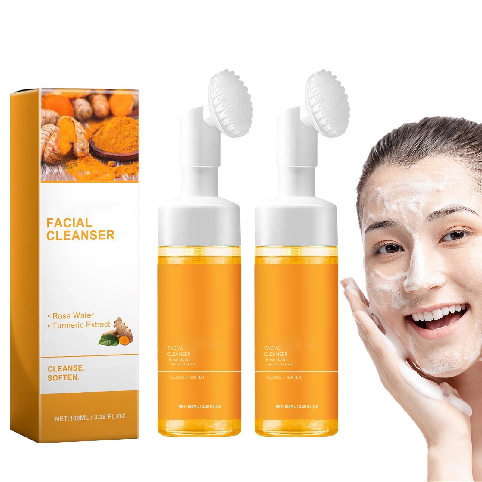 EAEVDJ 2 Pcs Turmeric Facial Cleanser