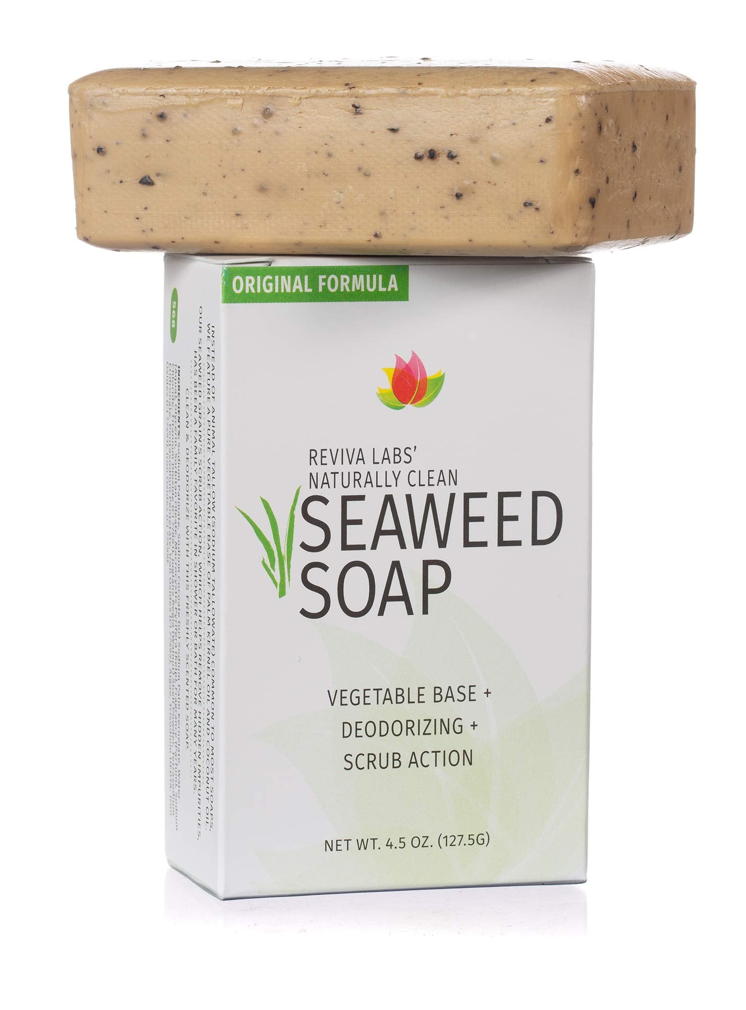 Reviva Seaweed Soap - 2 Pack - Organic Seaweed Face Scrub And Exfoliating Body Scrub Soap Bar - 4.5 Oz. Vegetable Base Natural B