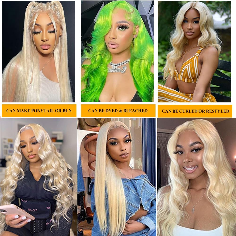 Qthair 12A Russian Blonde #613 Transparent Lace Frontal Closure 100% Russian Blonde Human Hair For Women (12'', #613 Straight Fr
