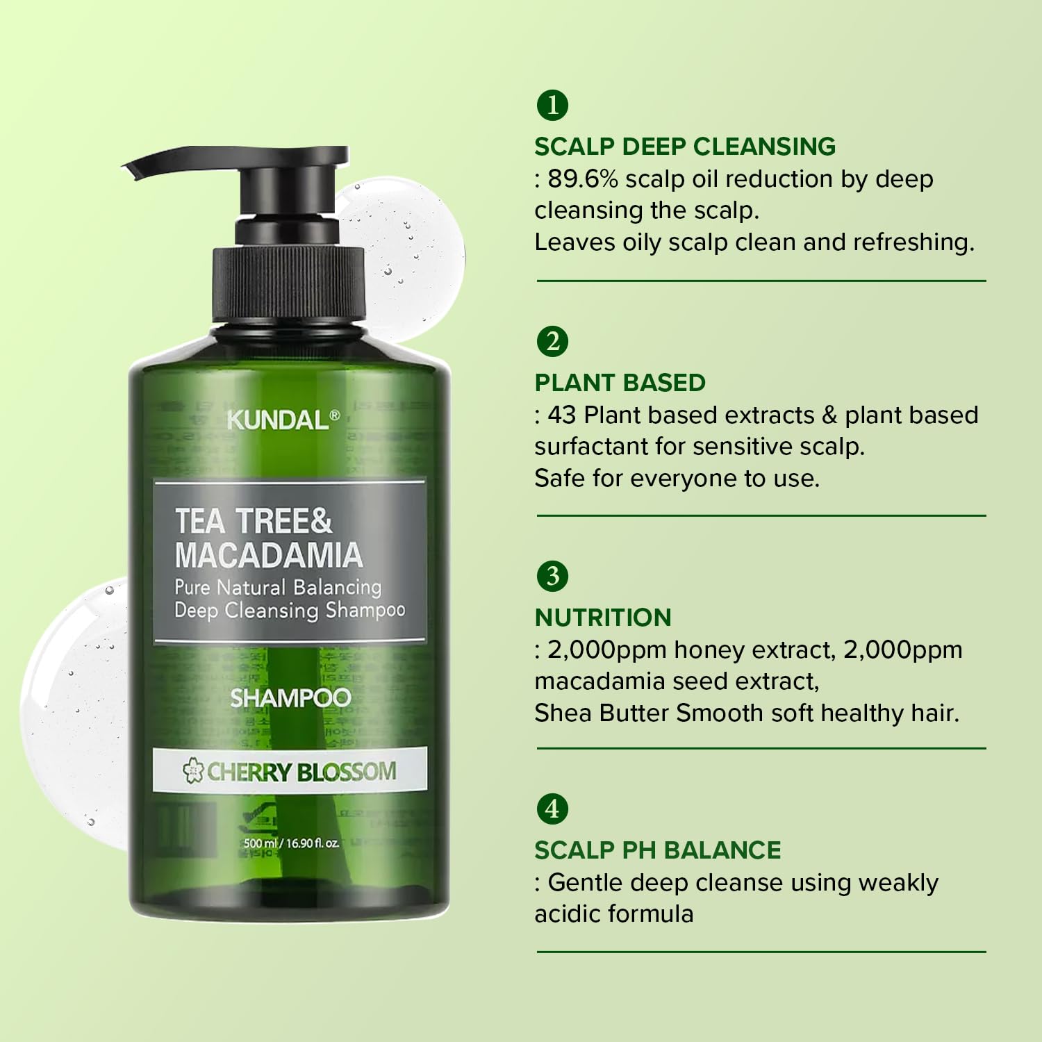Kundal Tea Tree Deep Cleansing Hair Shampoo [White Musk] Scalp Purifying, Nature Ingredients, Tea Tree Extract, Ph Balancing And