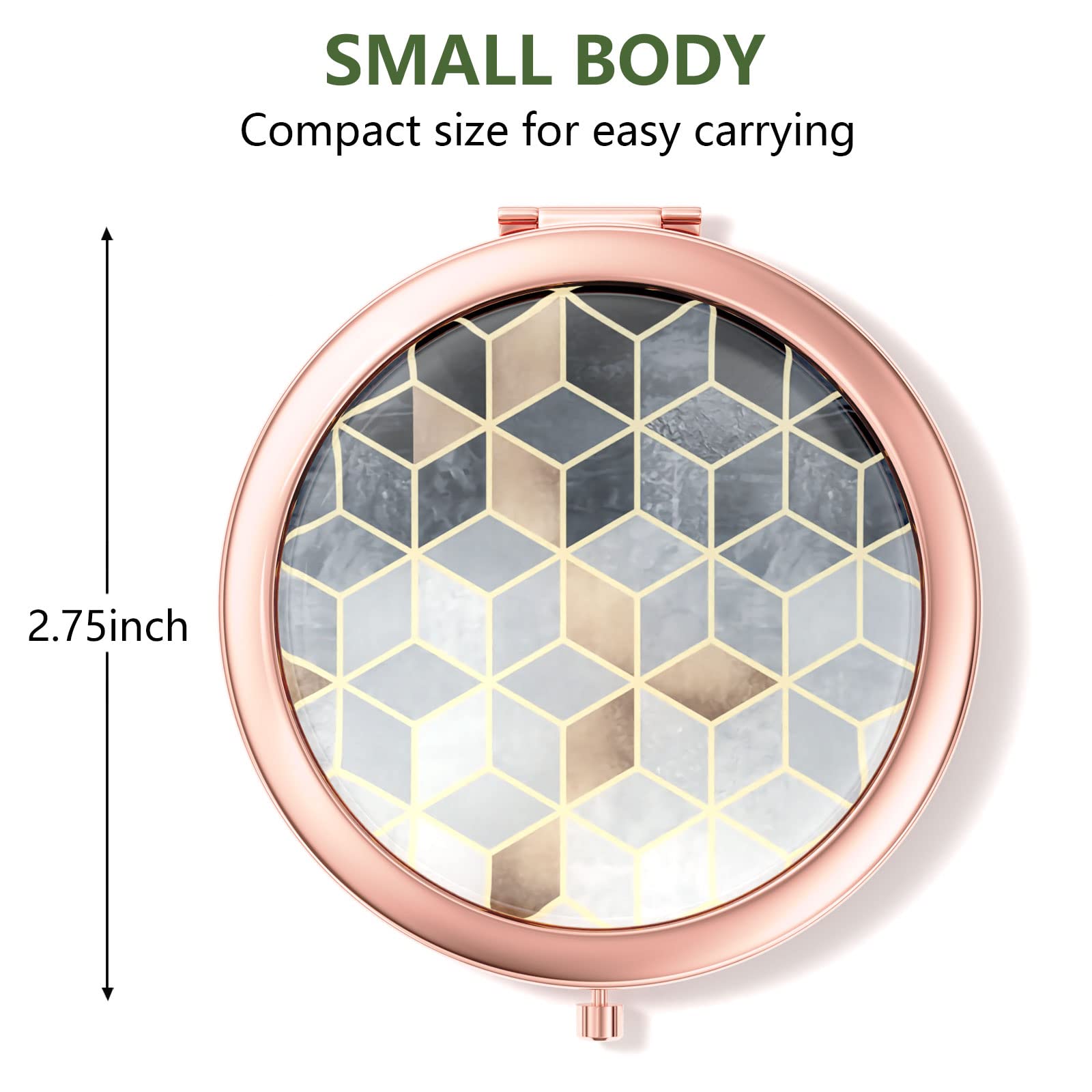 Nipichsha Compact Mirror, Pocket Travel Makeup Mirror, 2-Sided 2X & 1X Magnification Compact Mirror, Small Folding Portable Hand