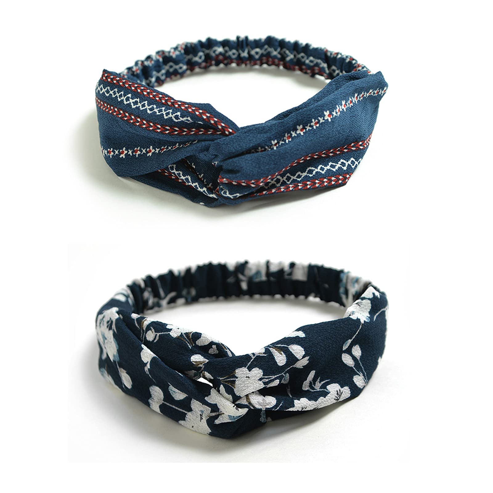 Dreshow 10 Pack Boho Headbands For Women Girls Criss Cross Elastic Hair Band Twisted Head Wrap Floral Hair Accessories