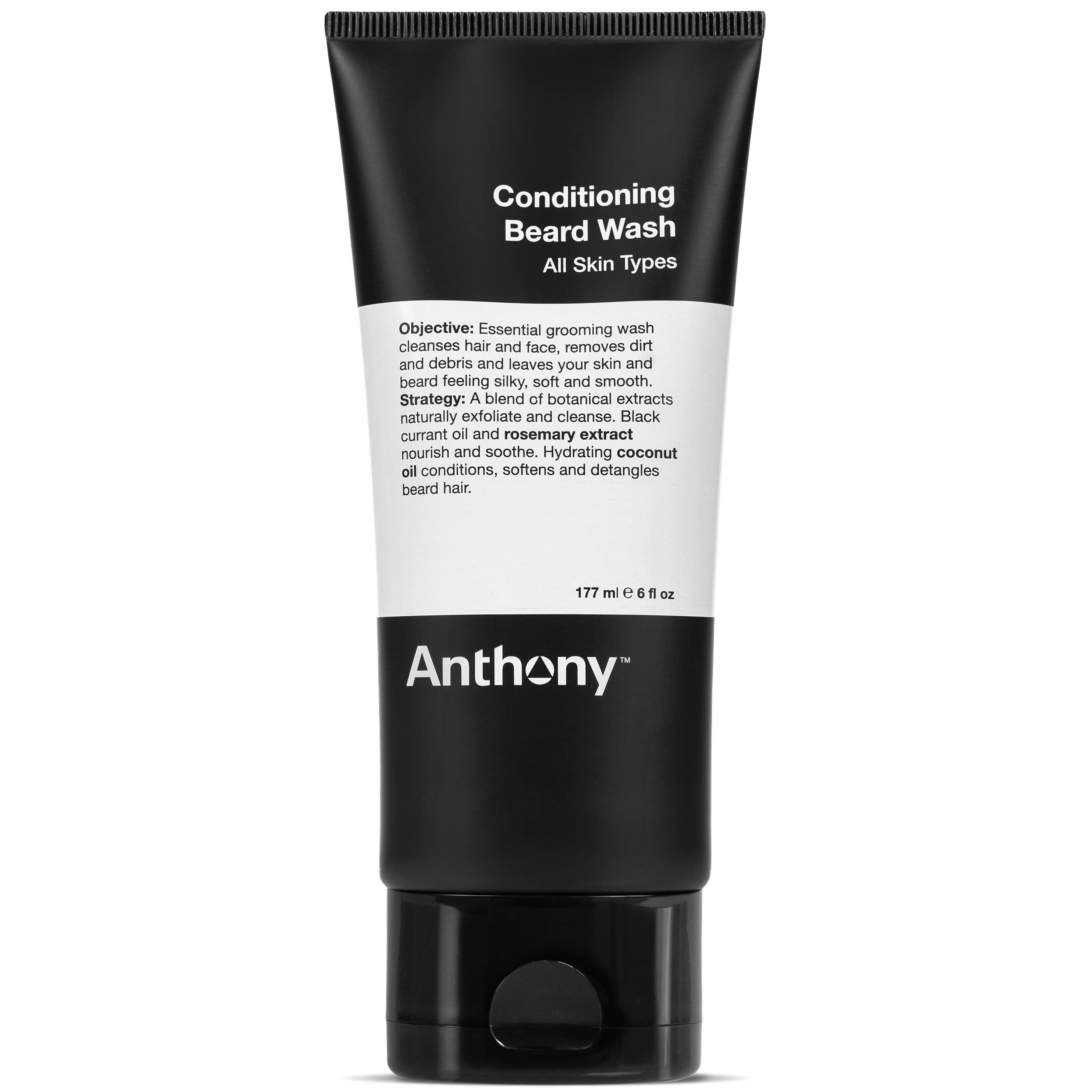 Anthony Conditioning Beard Wash, 6 Fl Oz, Contains Botanical And Rosemary Extracts, Black Currant And Coconut Oils, Cleanses, Hy