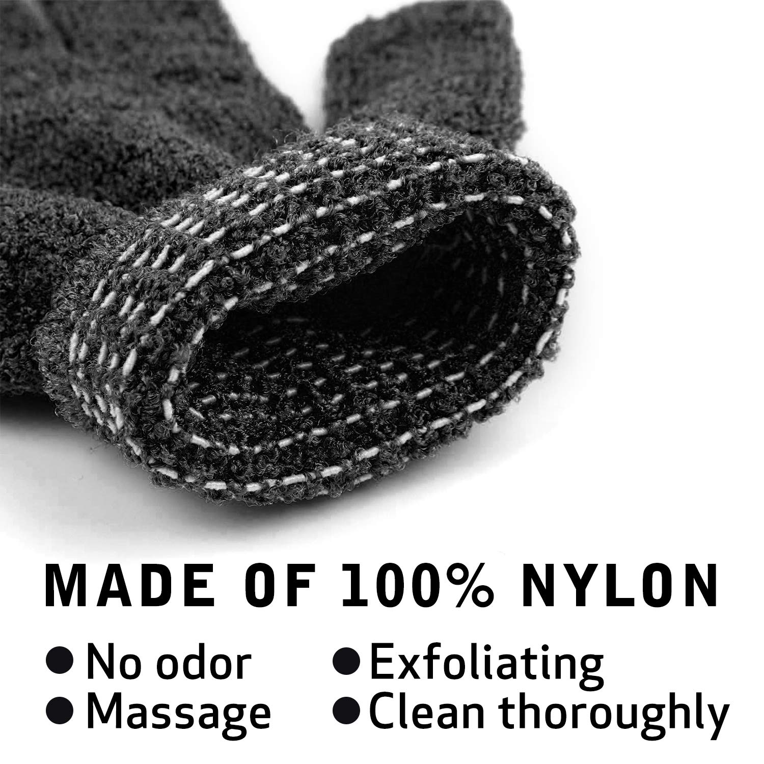 10Pairs Exfoliating Gloves - Premium Black Double Sided Scrub Wash Mitt For Bath Or Shower - Luxury Spa Exfoliation Accessories
