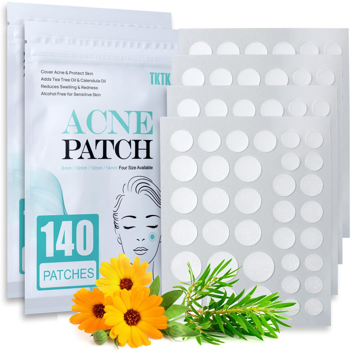 Acne Patch Pimple Patch, 4 Sizes 280 Patches Acne Absorbing Cover Patch, Hydrocolloid Invisible Acne Patches For Face Zit Patch 